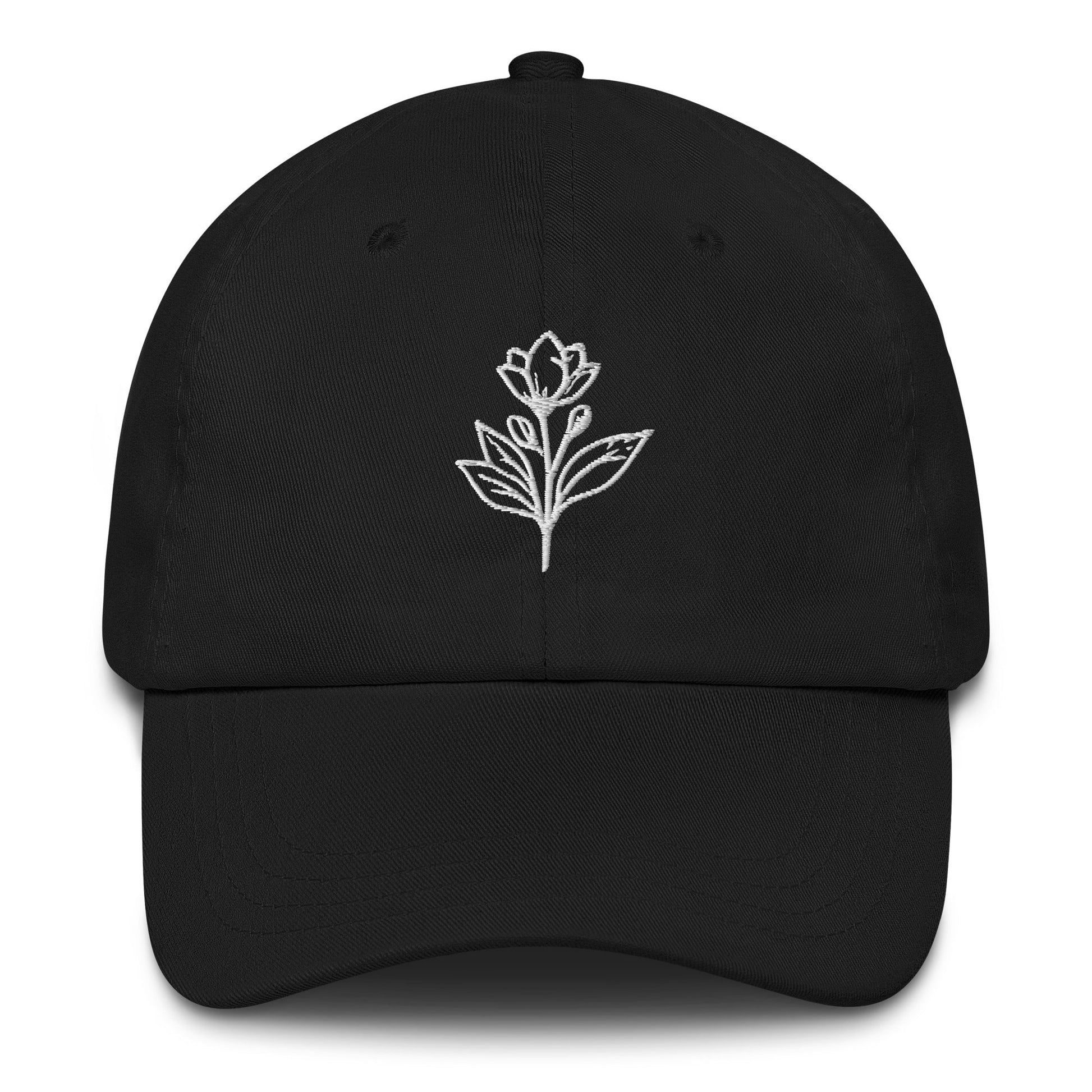 Minimalist Embroidered Floral Line Art Dad Hat