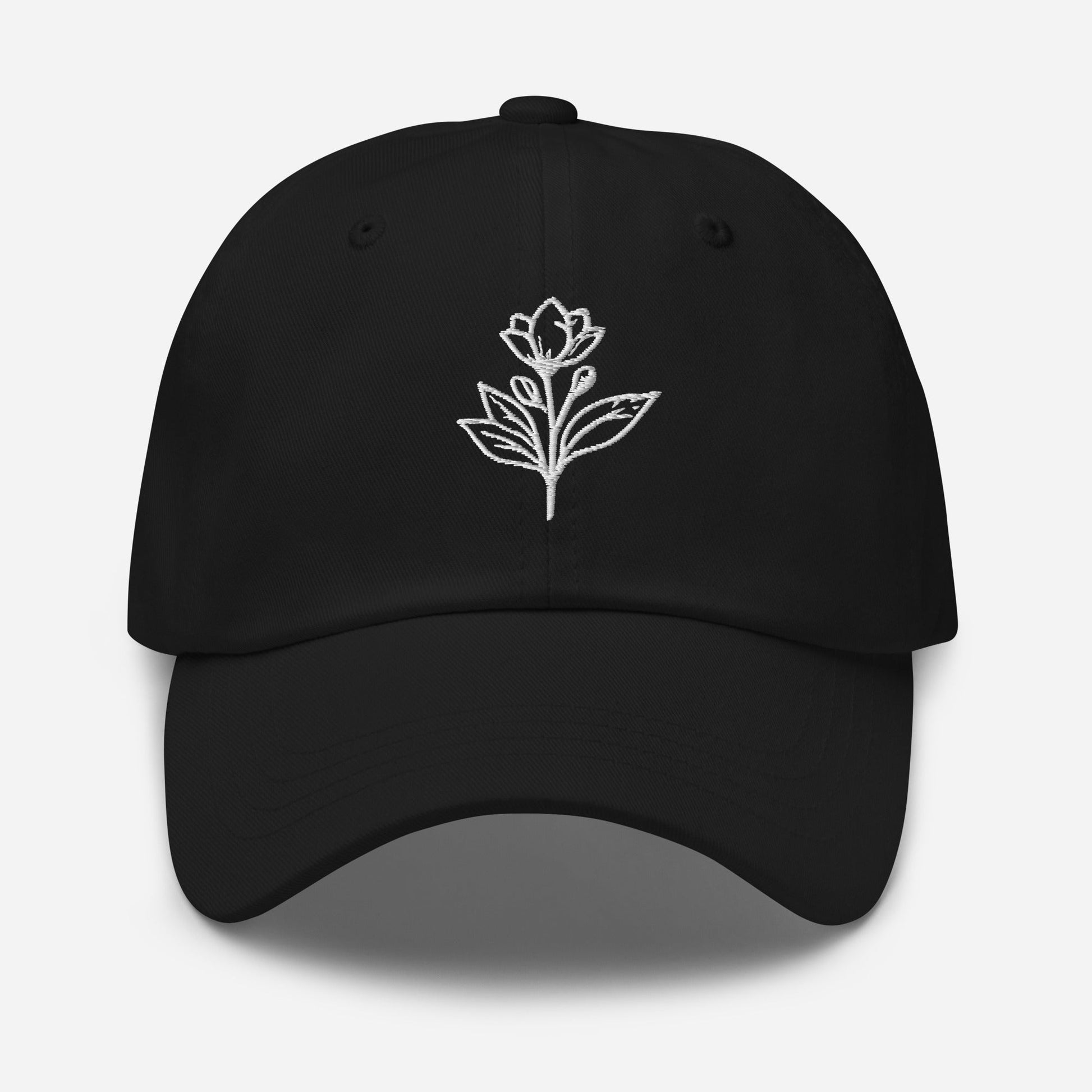 Minimalist Embroidered Floral Line Art Dad Hat