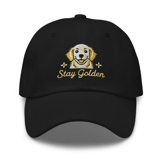 Embroidered "Golden Retriever Stay Golden" Dad Hat, Low Profile Adjustable Cap Dog Hat Great Gift