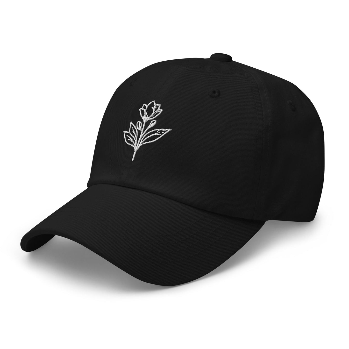 Minimalist Embroidered Floral Line Art Dad Hat