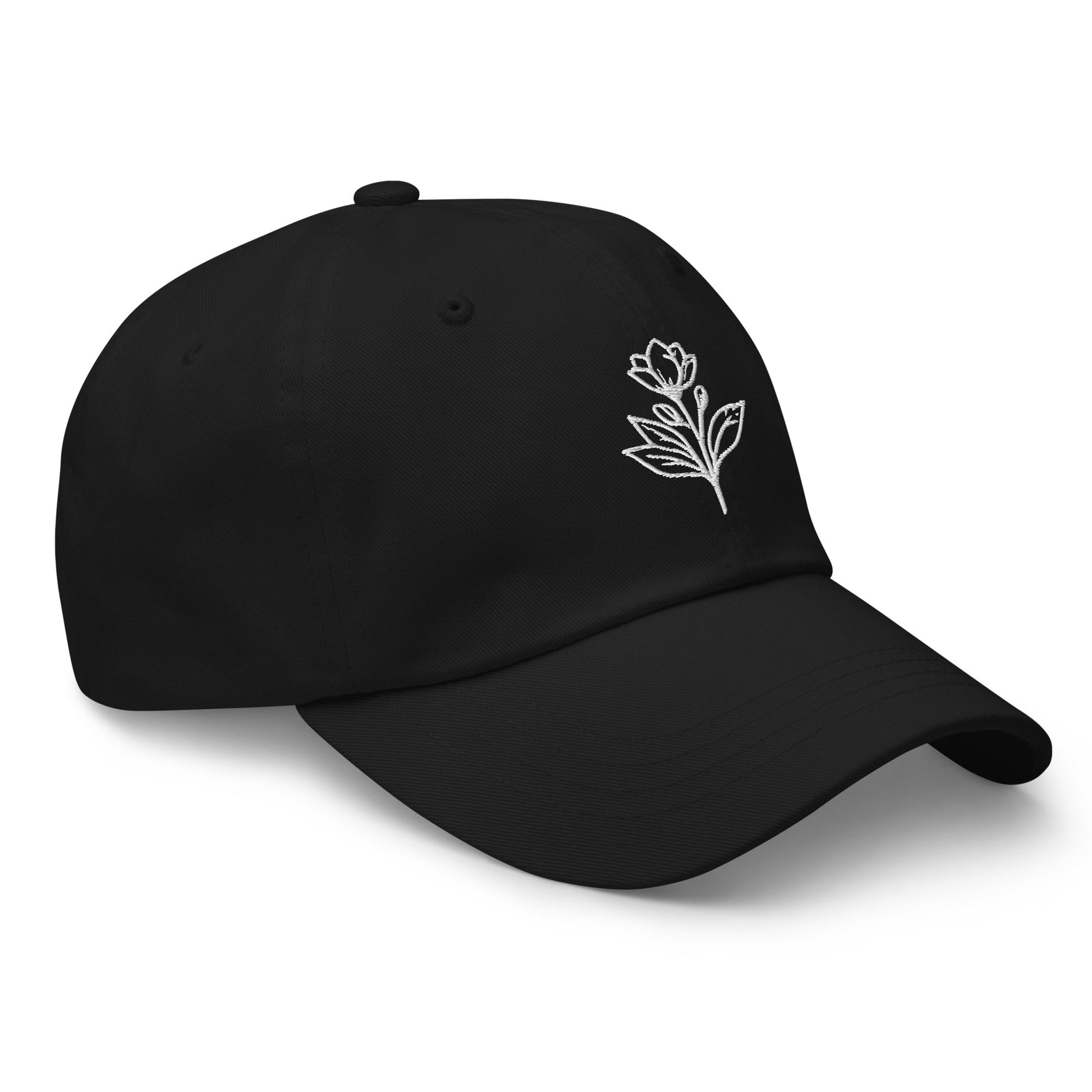 Minimalist Embroidered Floral Line Art Dad Hat