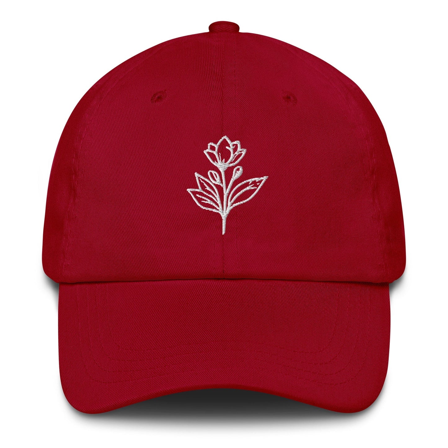 Minimalist Embroidered Floral Line Art Dad Hat