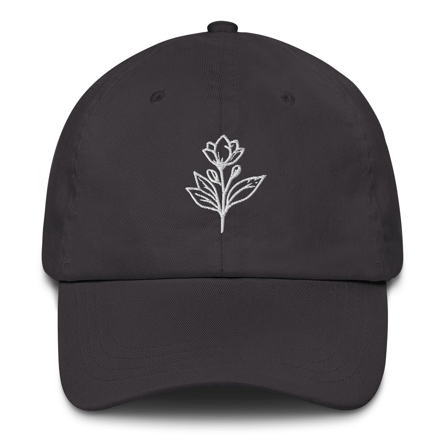 Minimalist Embroidered Floral Line Art Dad Hat