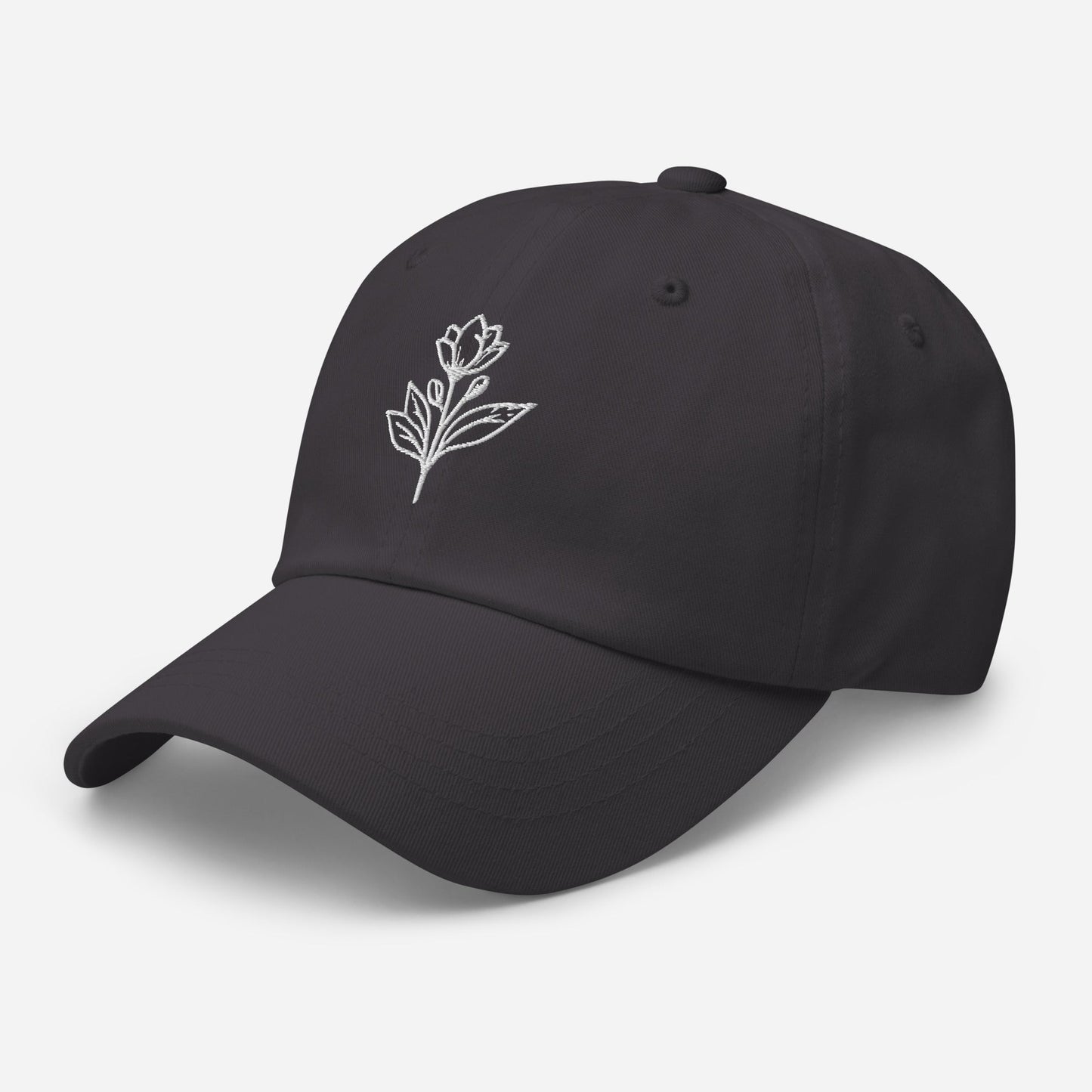 Minimalist Embroidered Floral Line Art Dad Hat