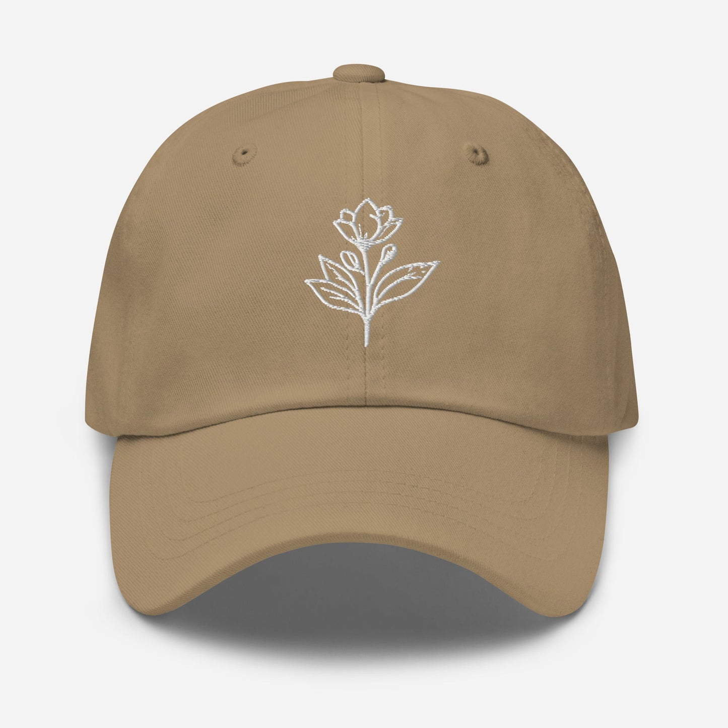 Minimalist Embroidered Floral Line Art Dad Hat