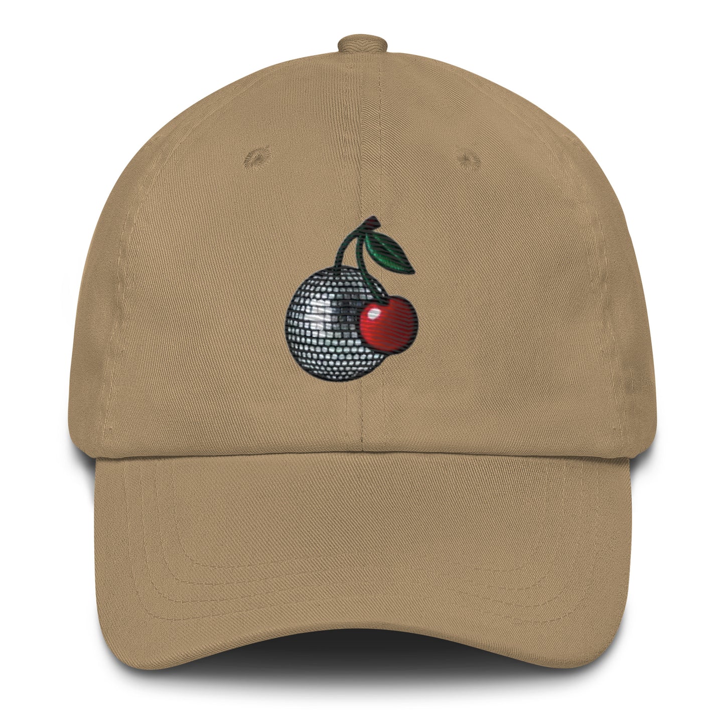 Embroidered Disco Ball Cherry Dad Hat – Trendy & Chic Low-Profile Cap Fruit Minimalist Hat