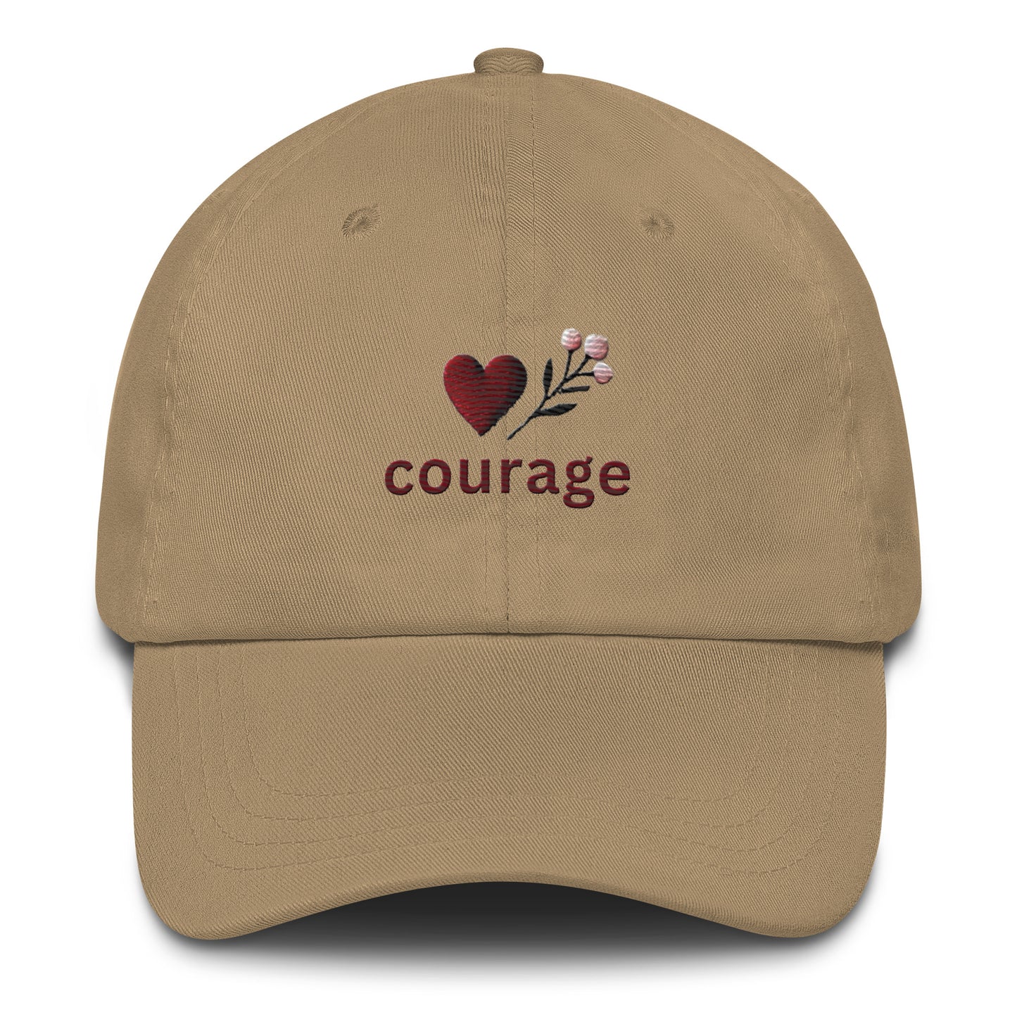 Embroidered 'Courage' Dad Hat – Adjustable Low Profile Empower Uplifting Hat