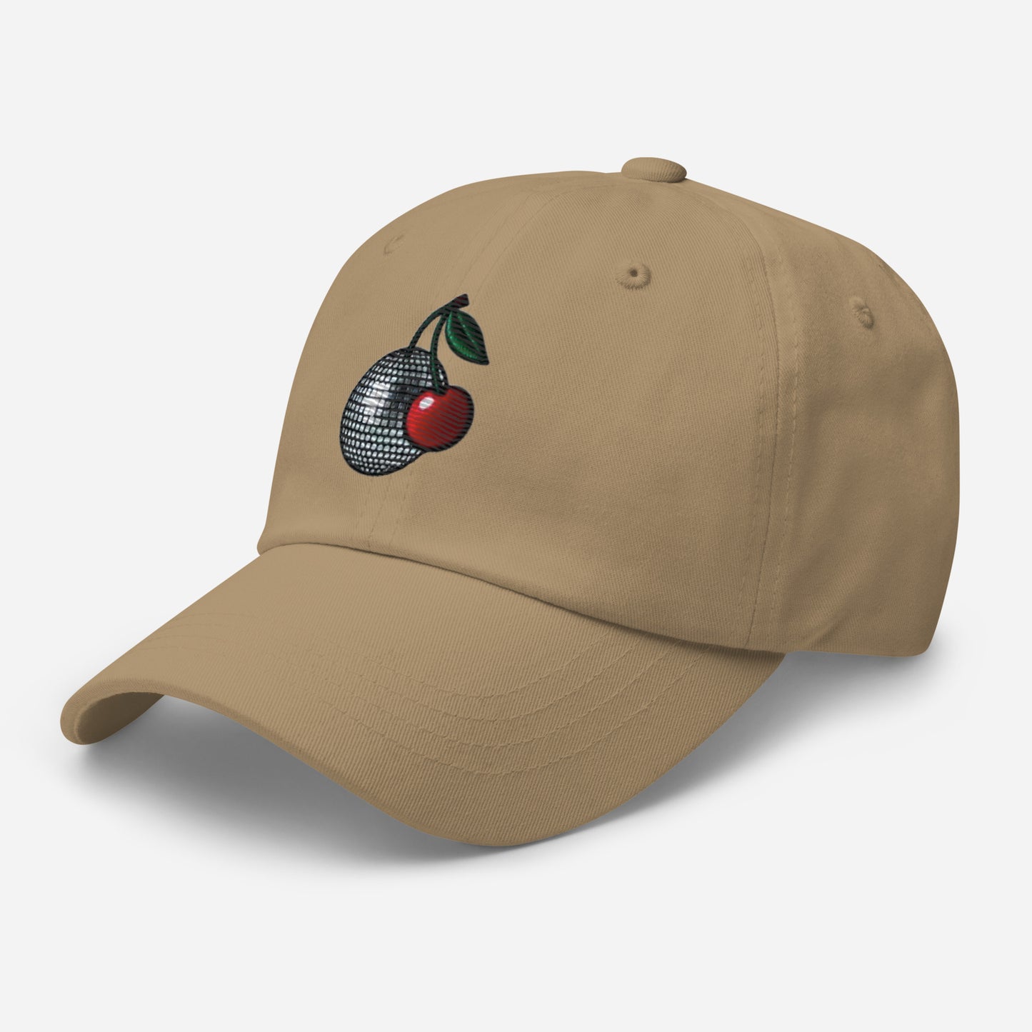 Embroidered Disco Ball Cherry Dad Hat – Trendy & Chic Low-Profile Cap Fruit Minimalist Hat