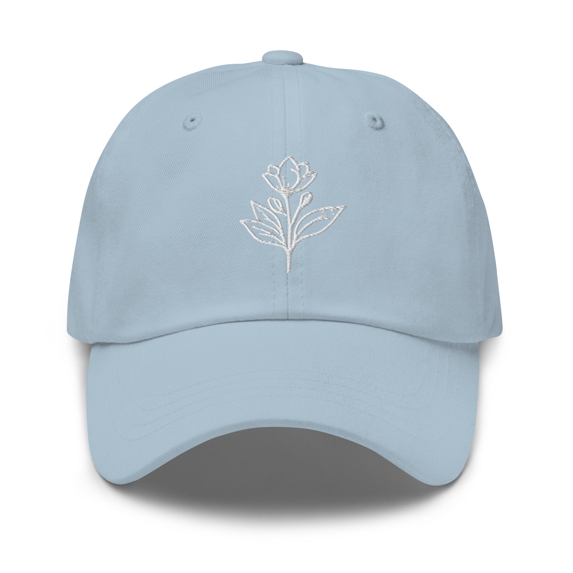 Minimalist Embroidered Floral Line Art Dad Hat