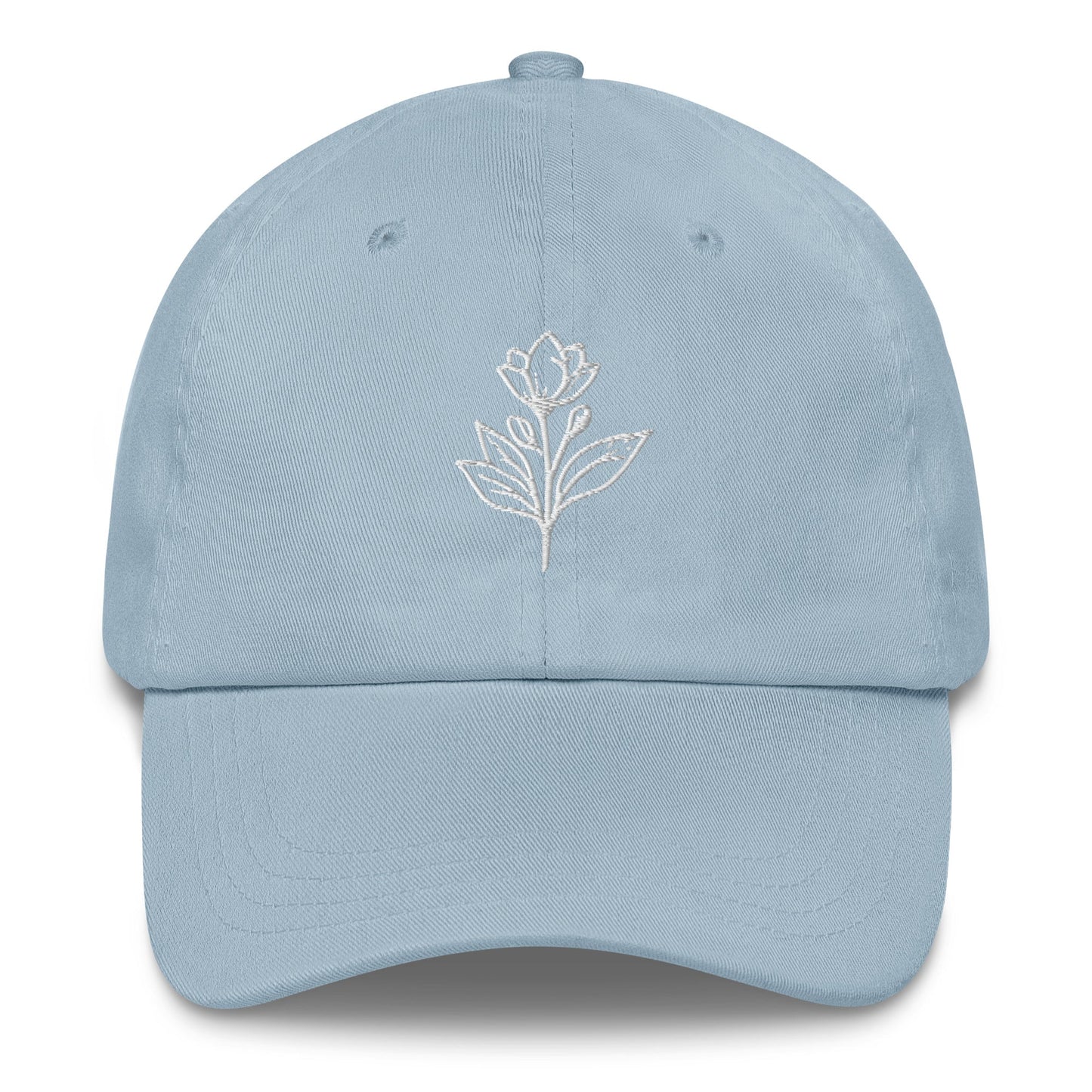 Minimalist Embroidered Floral Line Art Dad Hat