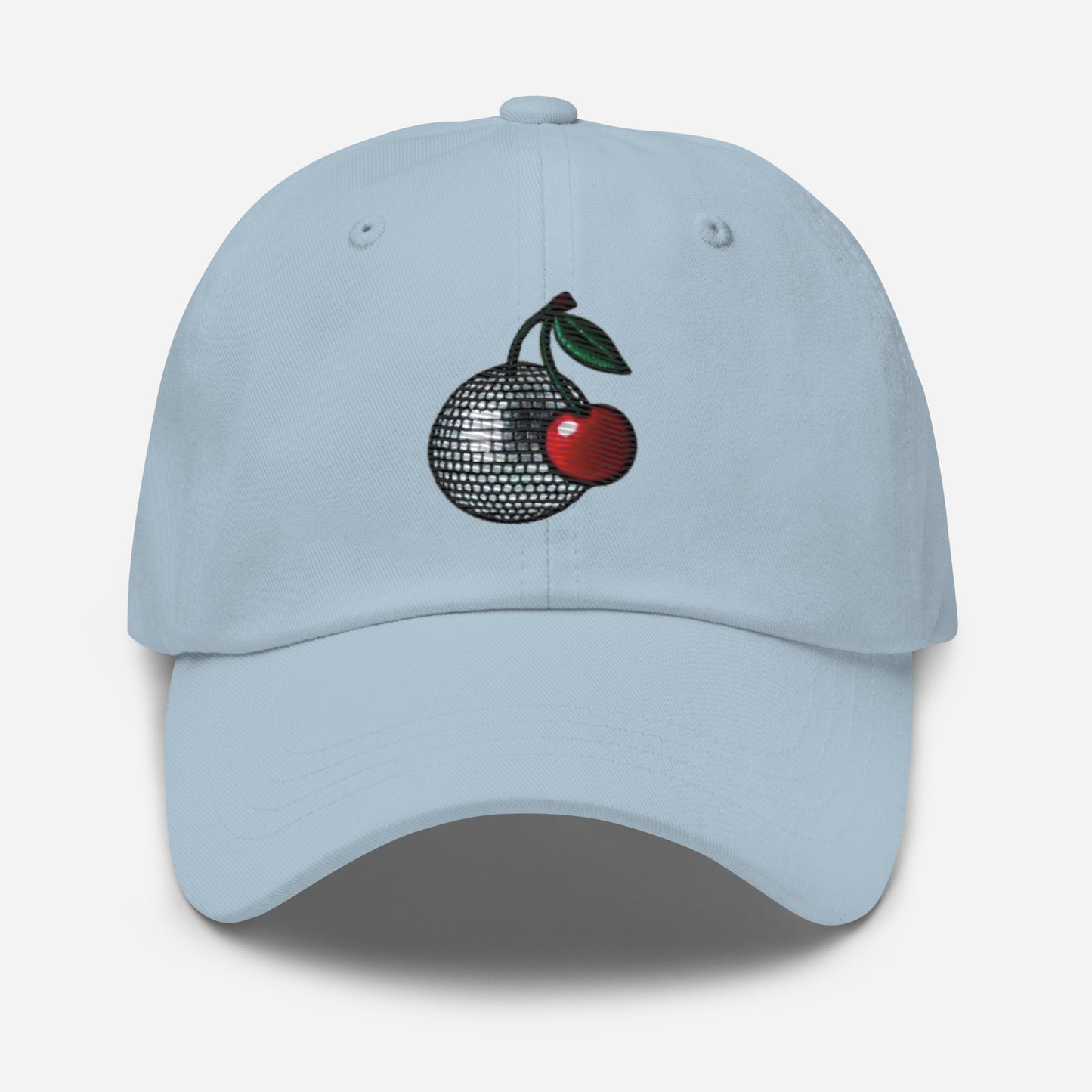 Embroidered Disco Ball Cherry Dad Hat – Trendy & Chic Low-Profile Cap Fruit Minimalist Hat