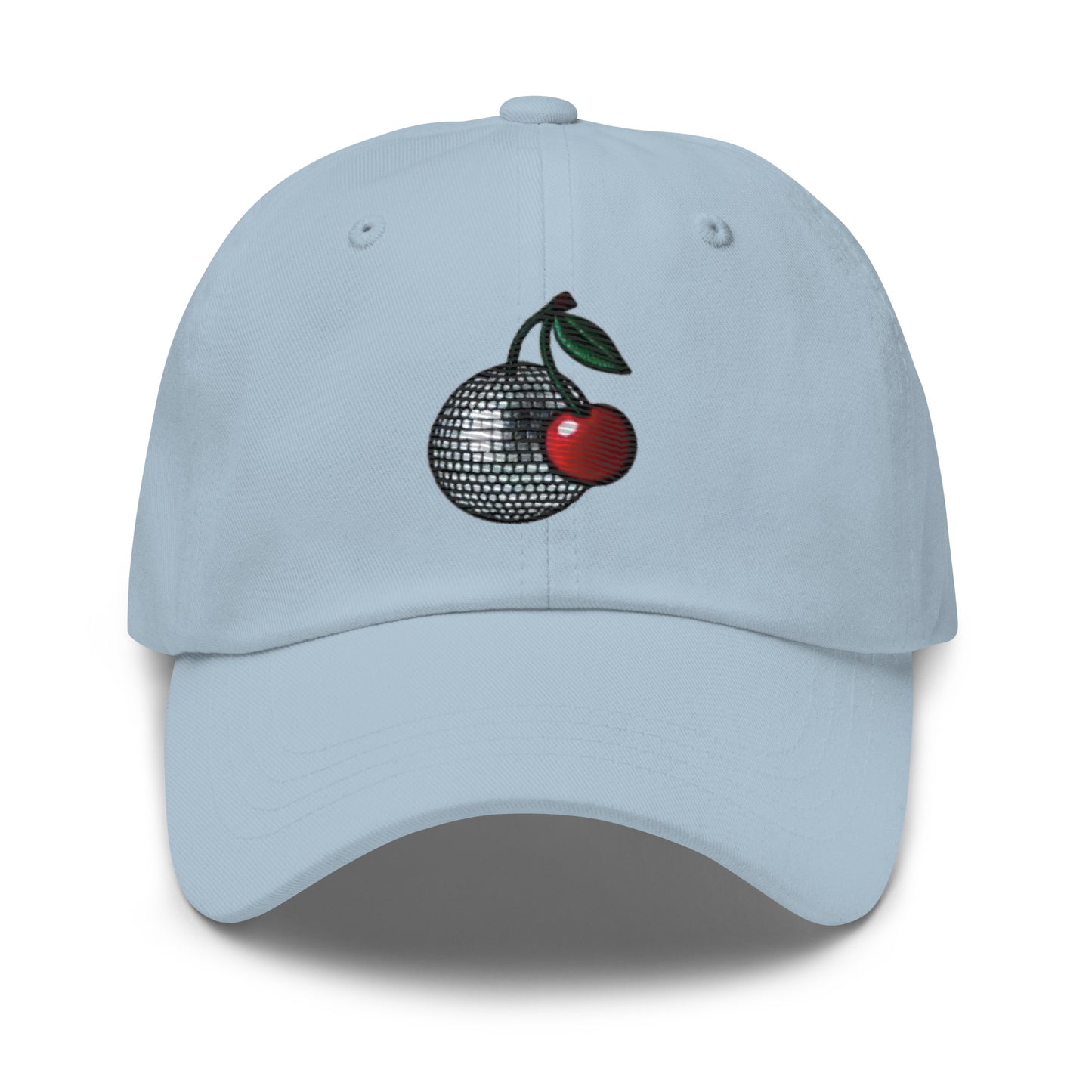 Embroidered Disco Ball Cherry Dad Hat – Trendy & Chic Low-Profile Cap Fruit Minimalist Hat