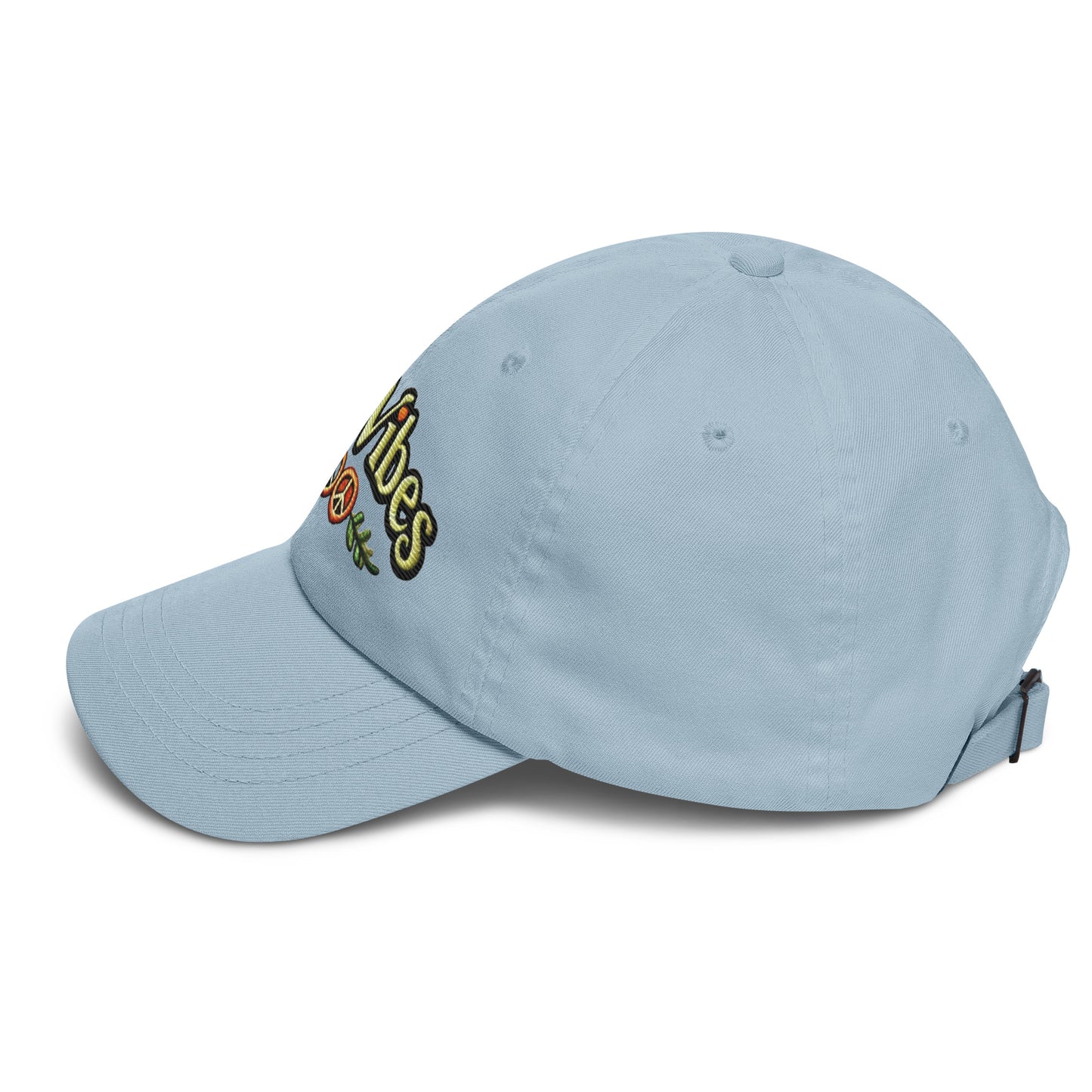 Embroidered 'Love Vibes' Hippie-Inspired Dad Hat – Adjustable Low Profile Vintage Inspired