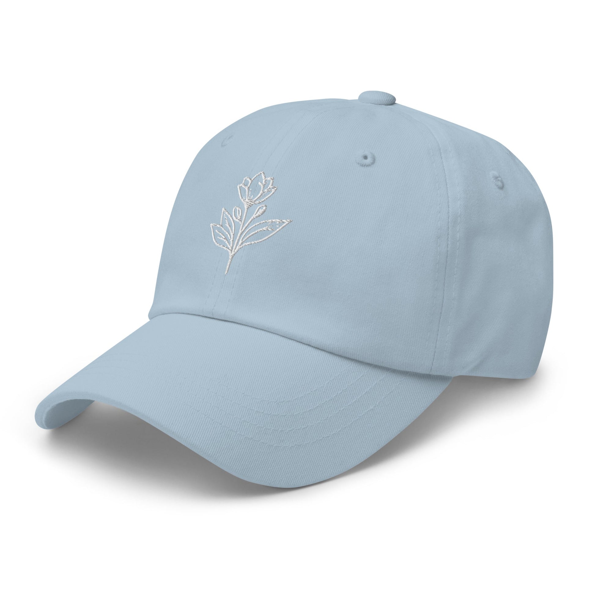 Minimalist Embroidered Floral Line Art Dad Hat