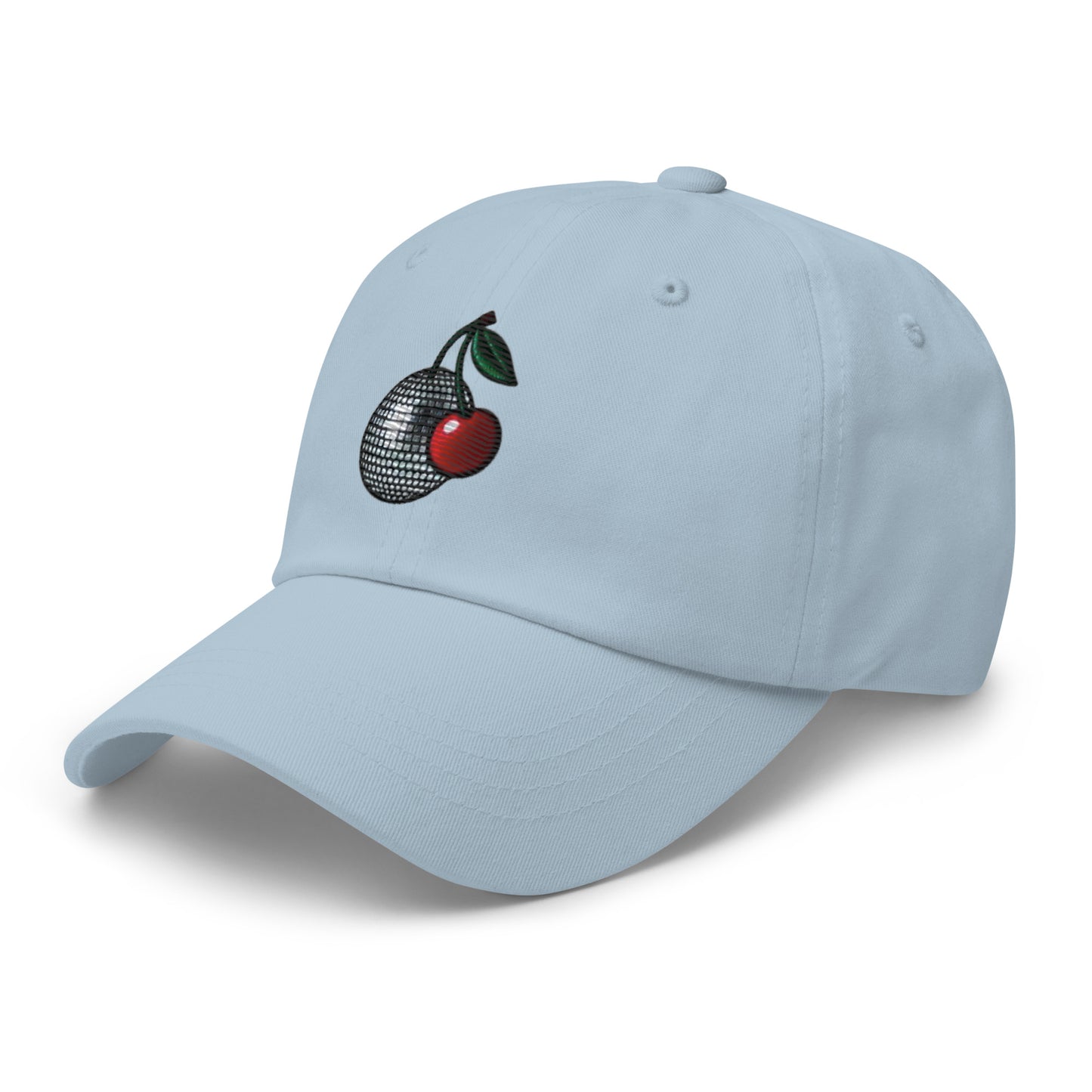 Embroidered Disco Ball Cherry Dad Hat – Trendy & Chic Low-Profile Cap Fruit Minimalist Hat