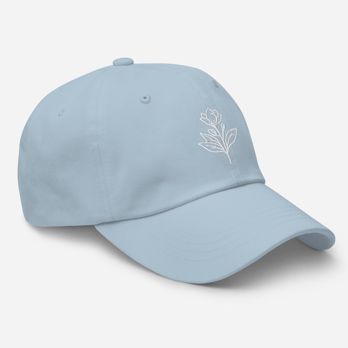 Minimalist Embroidered Floral Line Art Dad Hat