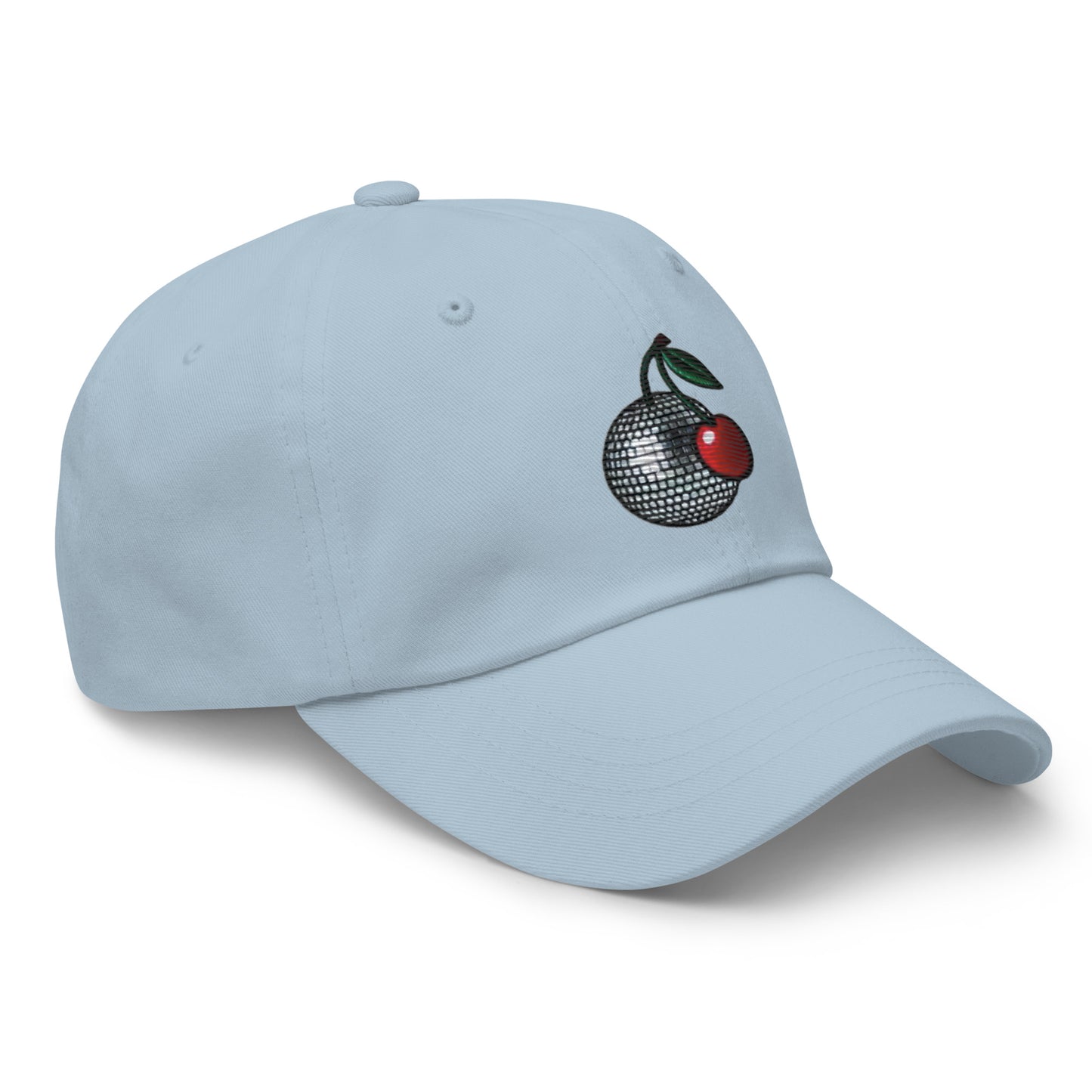 Embroidered Disco Ball Cherry Dad Hat – Trendy & Chic Low-Profile Cap Fruit Minimalist Hat