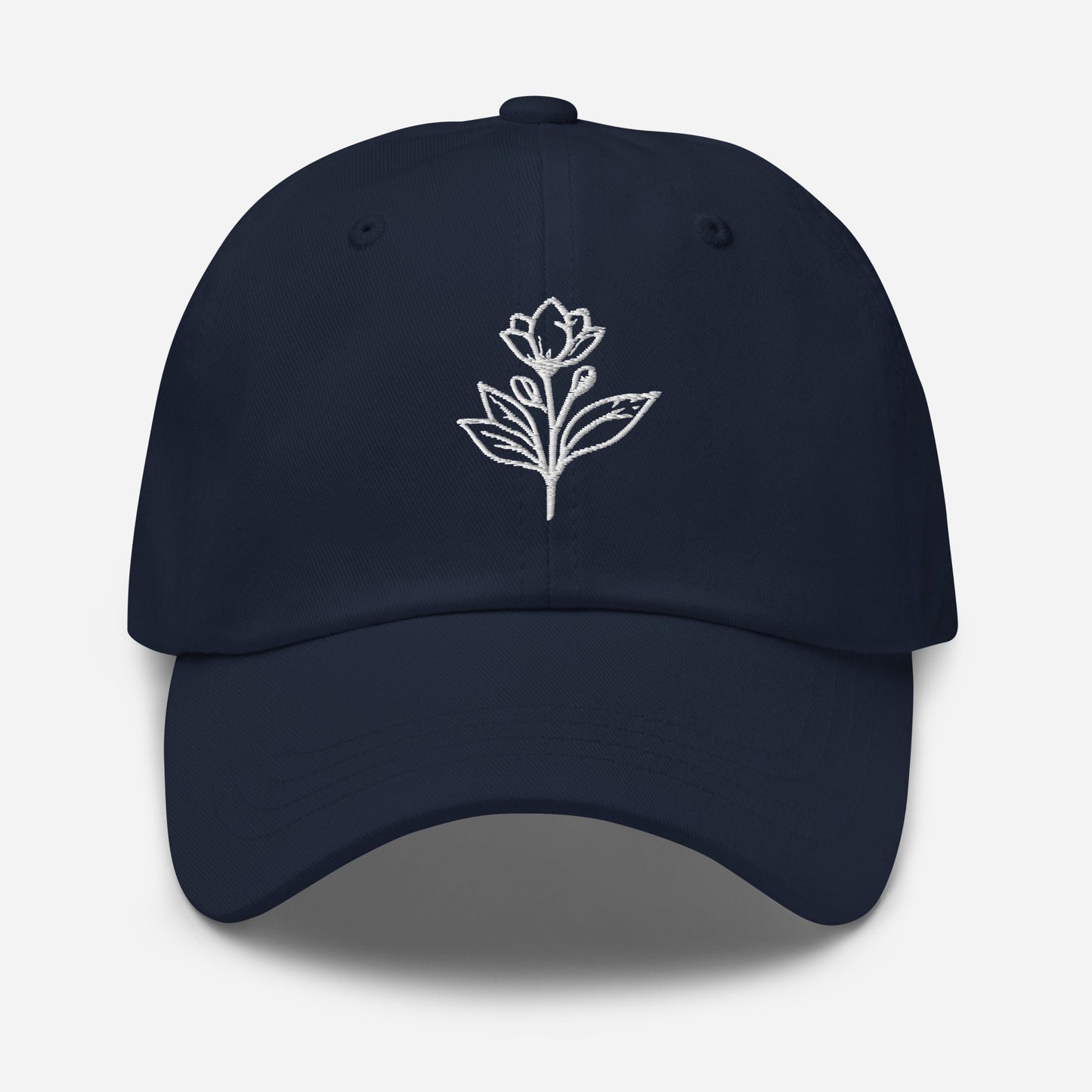 Minimalist Embroidered Floral Line Art Dad Hat