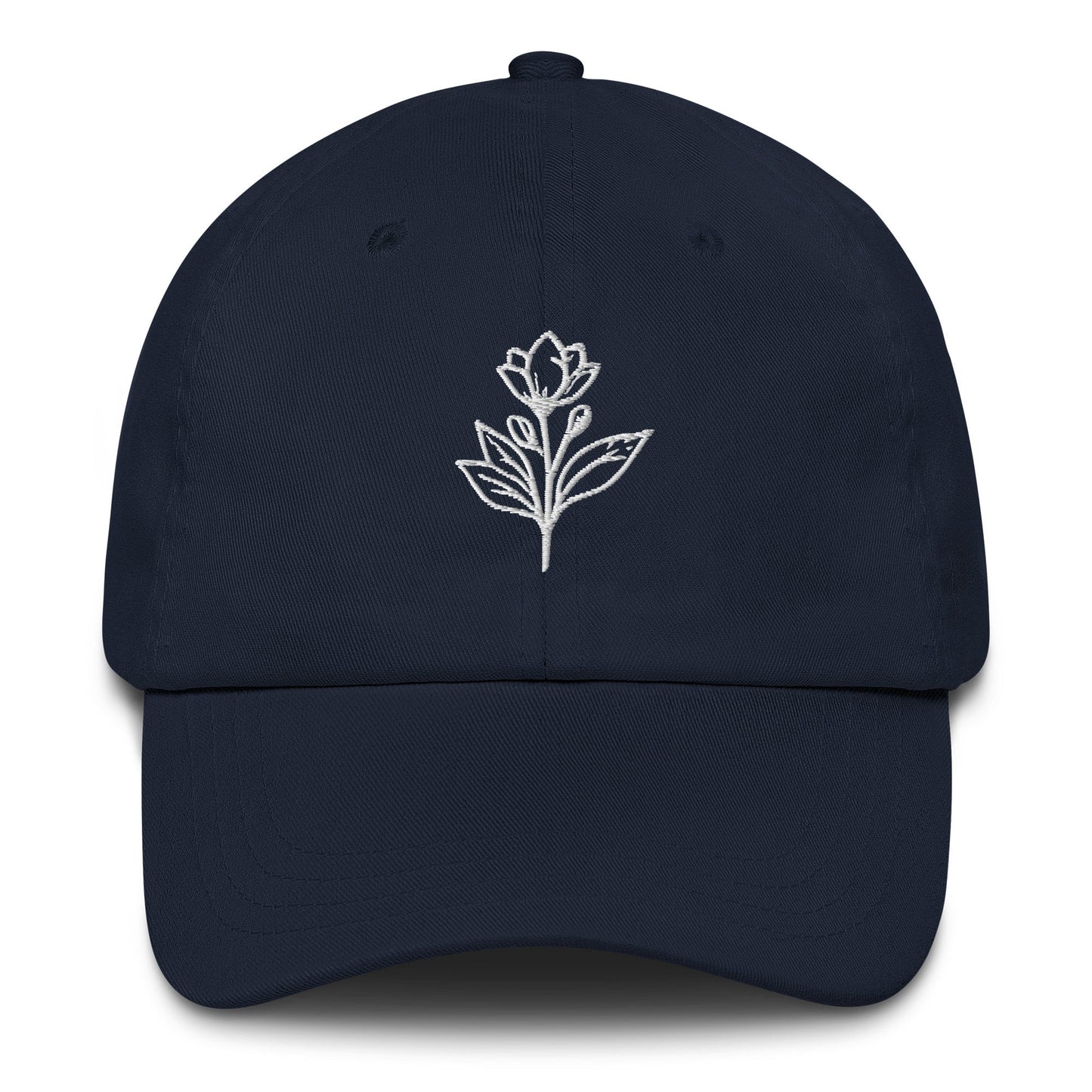 Minimalist Embroidered Floral Line Art Dad Hat