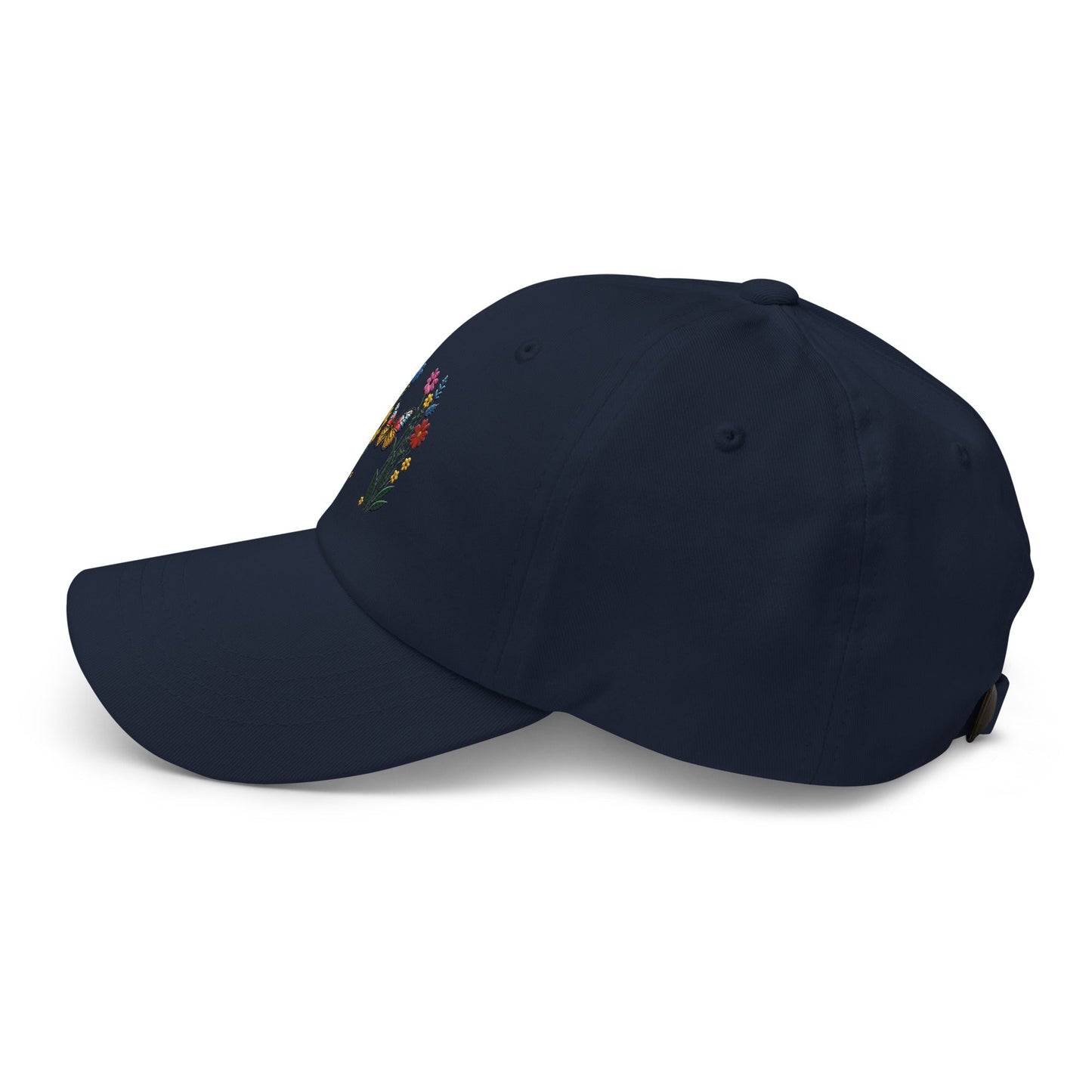 Embroidered Butterfly and Flower Dad Hat