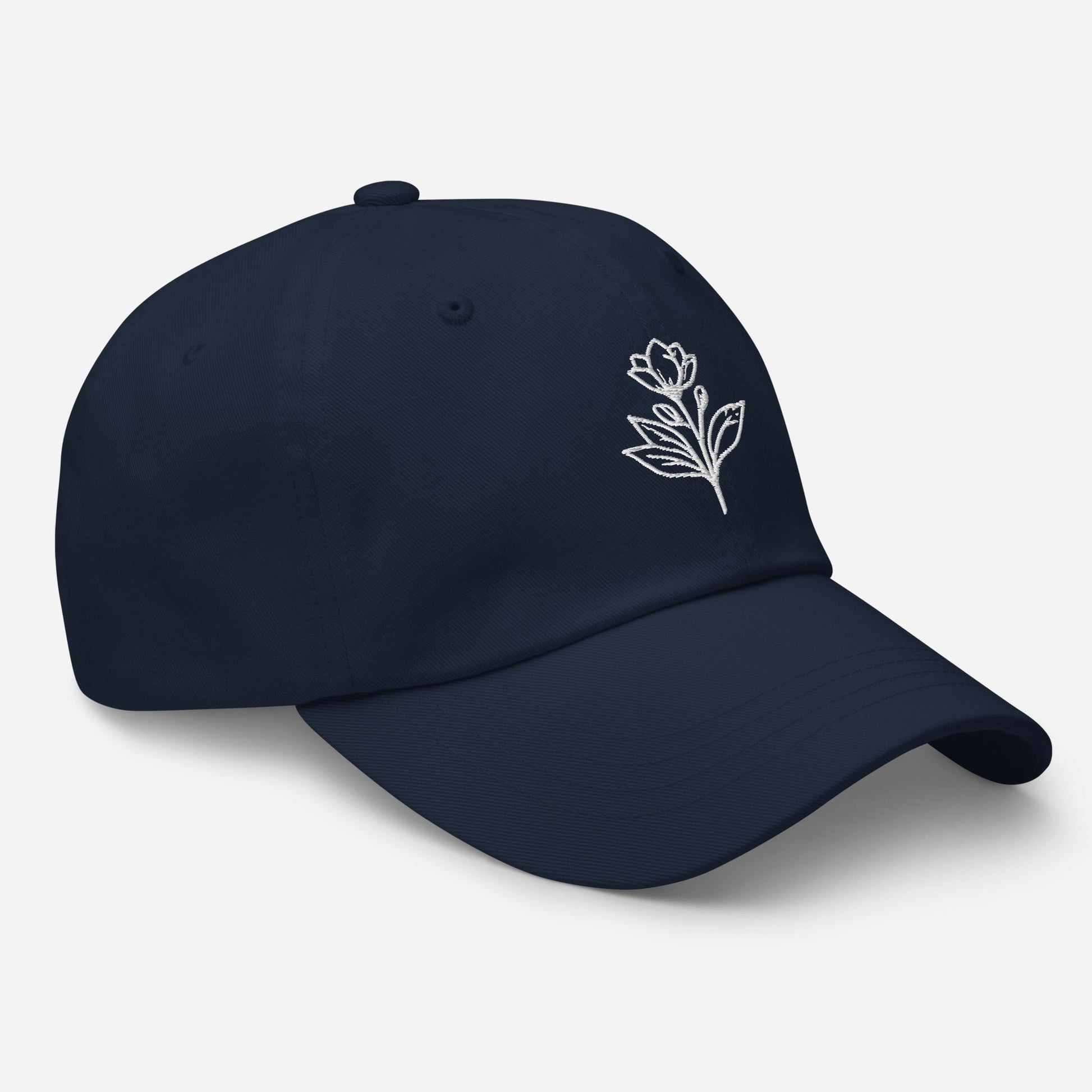 Minimalist Embroidered Floral Line Art Dad Hat