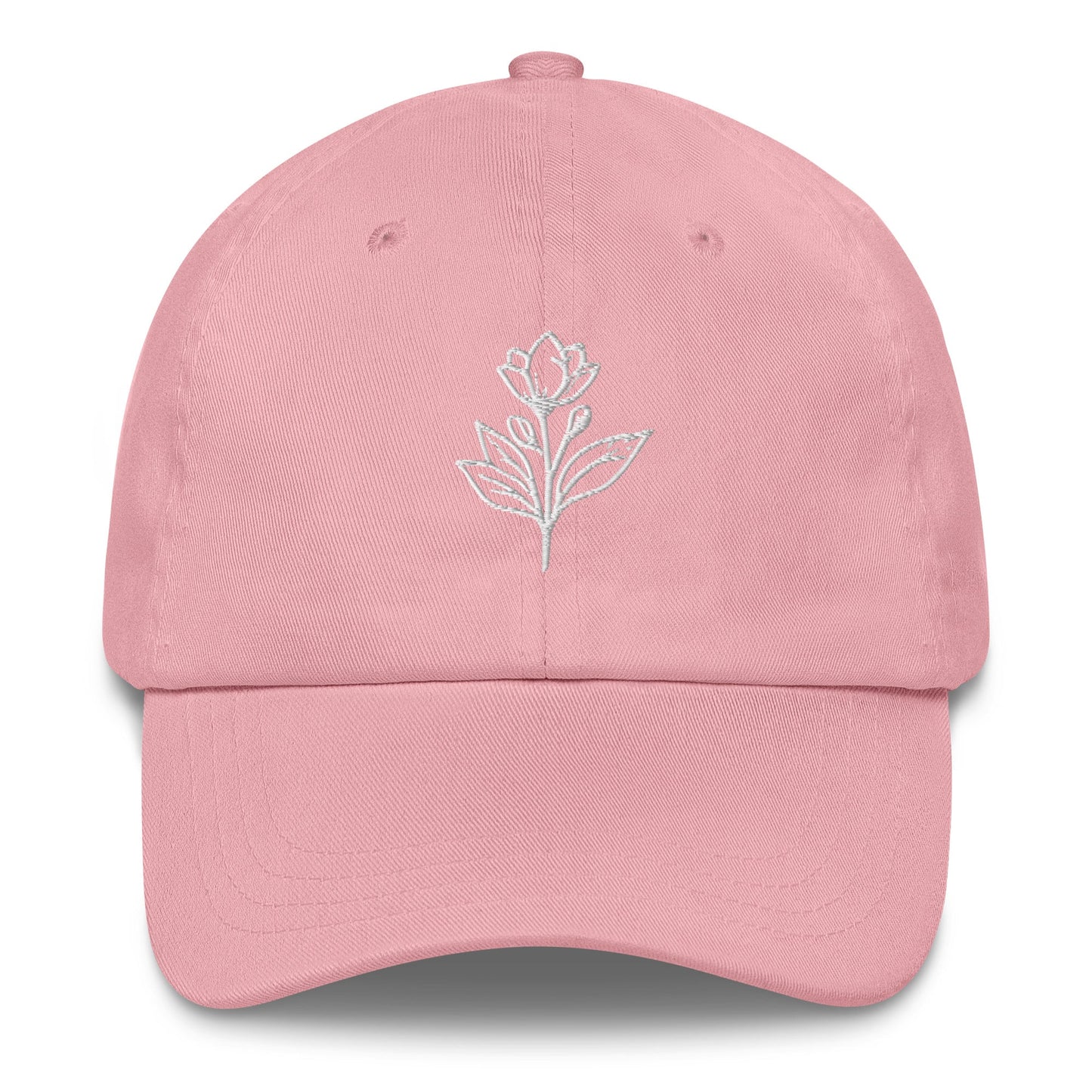 Minimalist Embroidered Floral Line Art Dad Hat