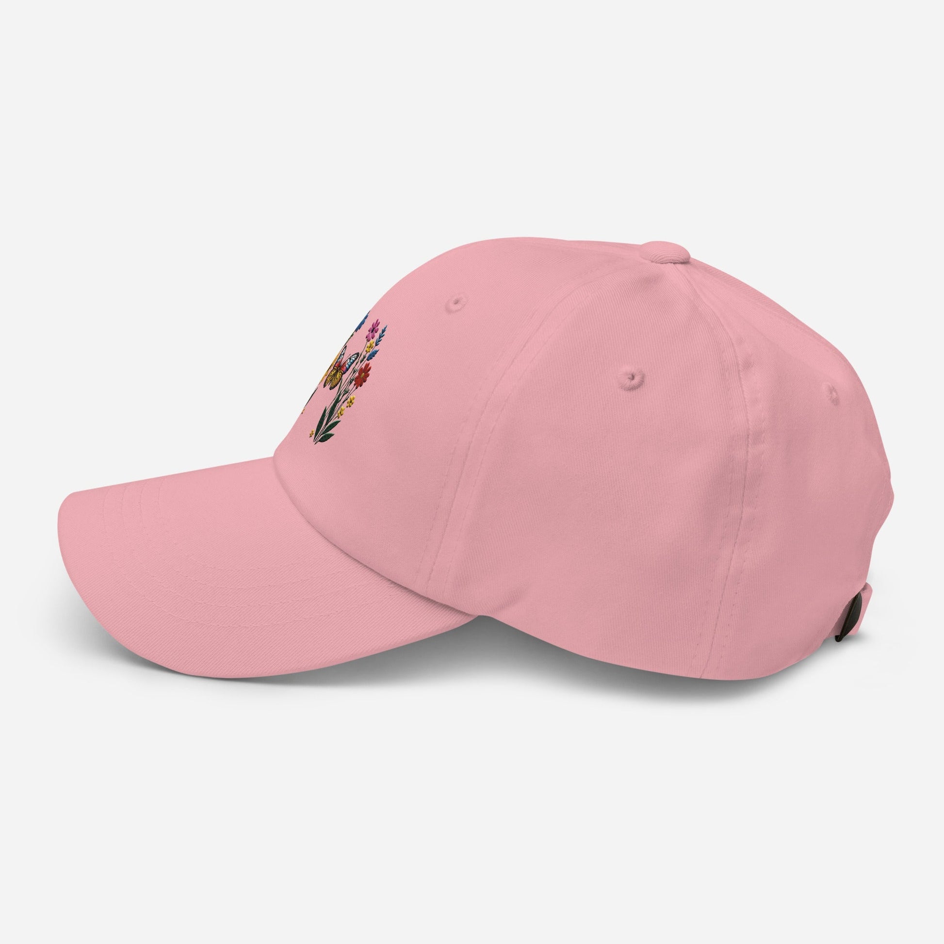 Embroidered Butterfly and Flower Dad Hat