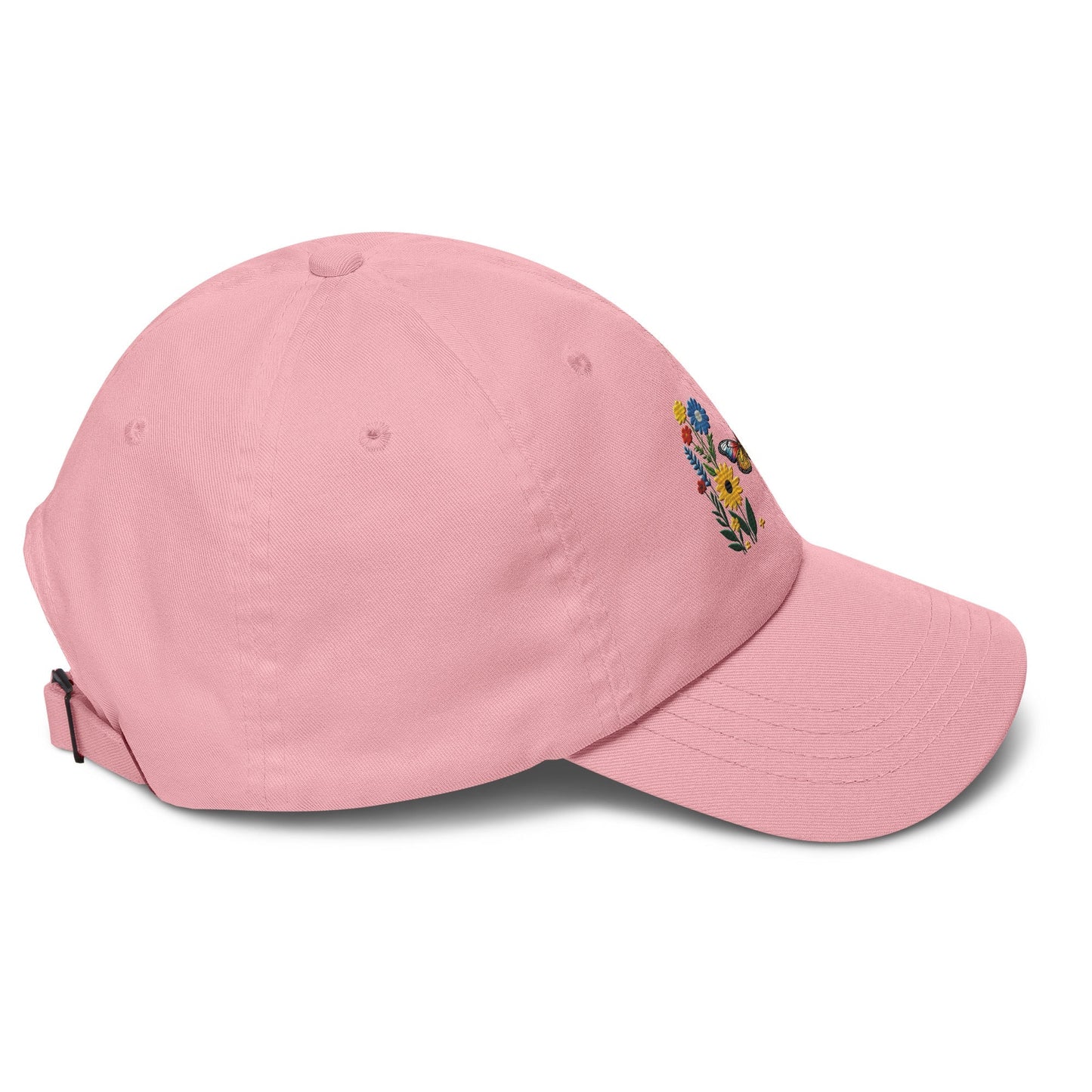 Embroidered Butterfly and Flower Dad Hat