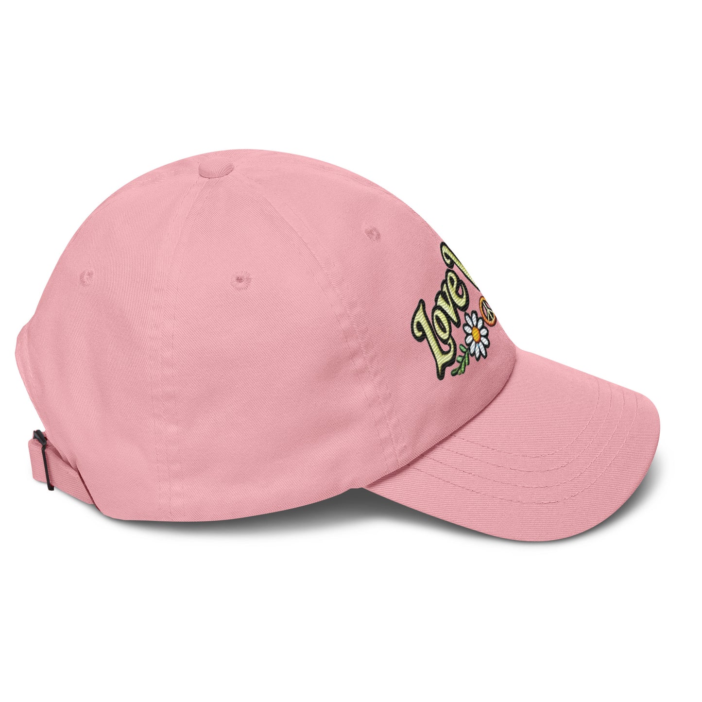 Embroidered 'Love Vibes' Hippie-Inspired Dad Hat – Adjustable Low Profile Vintage Inspired