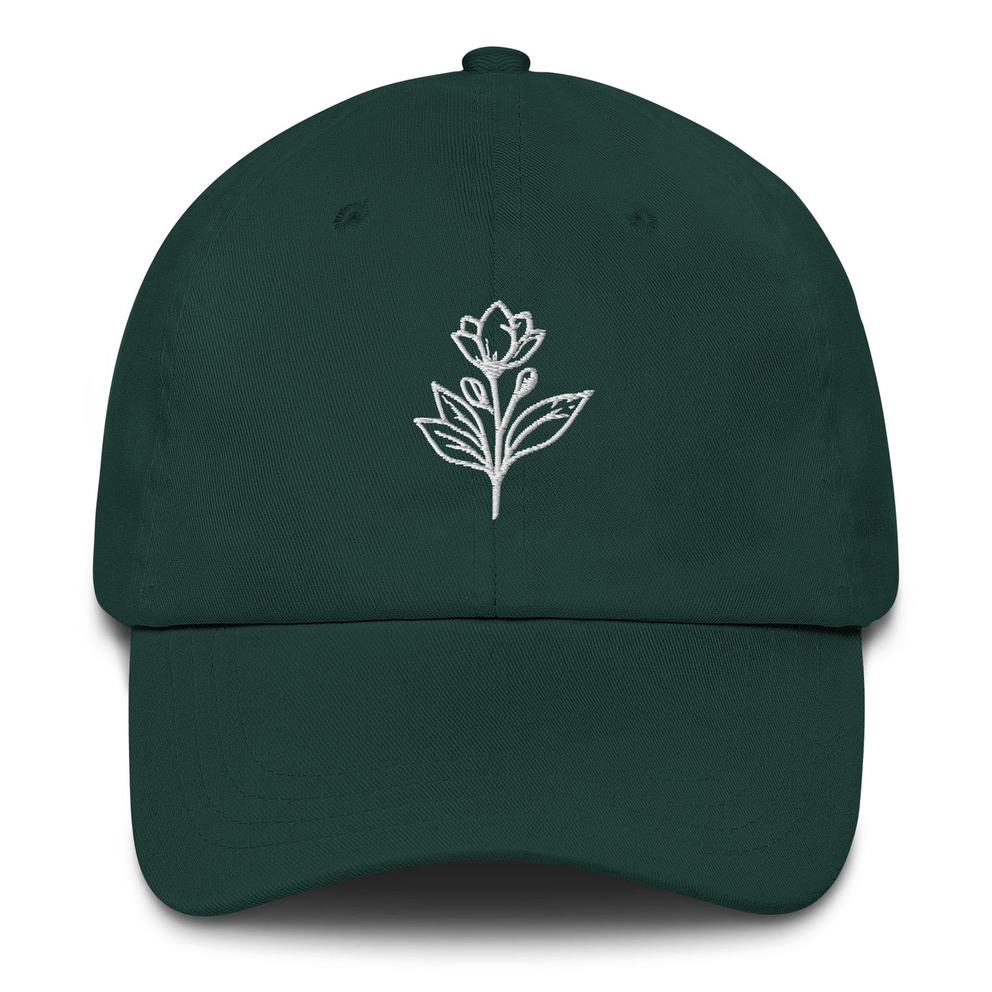 Minimalist Embroidered Floral Line Art Dad Hat