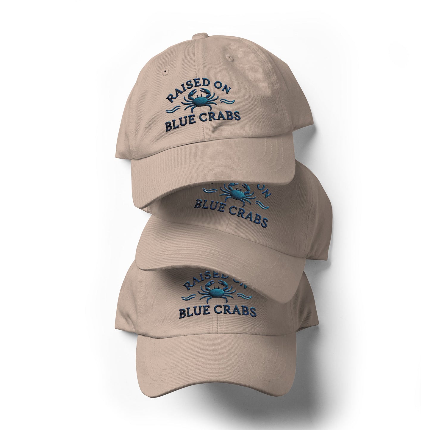 Raised on Blue Crabs Embroidered Dad Hat Great Gift Maryland Hat Chesapeake Bay Hat