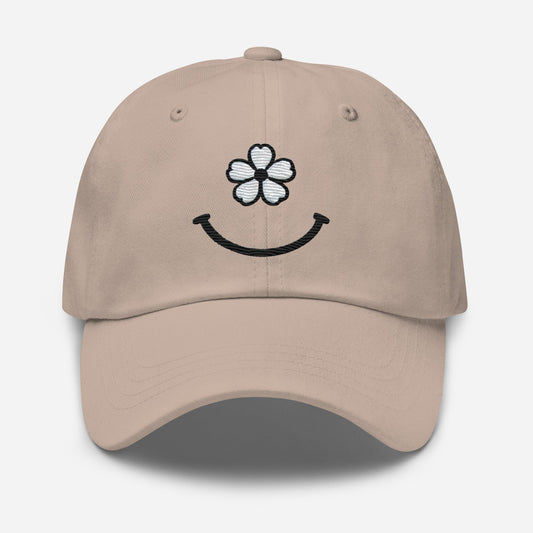  Embroidered Floral Smiley Face Dad Hat