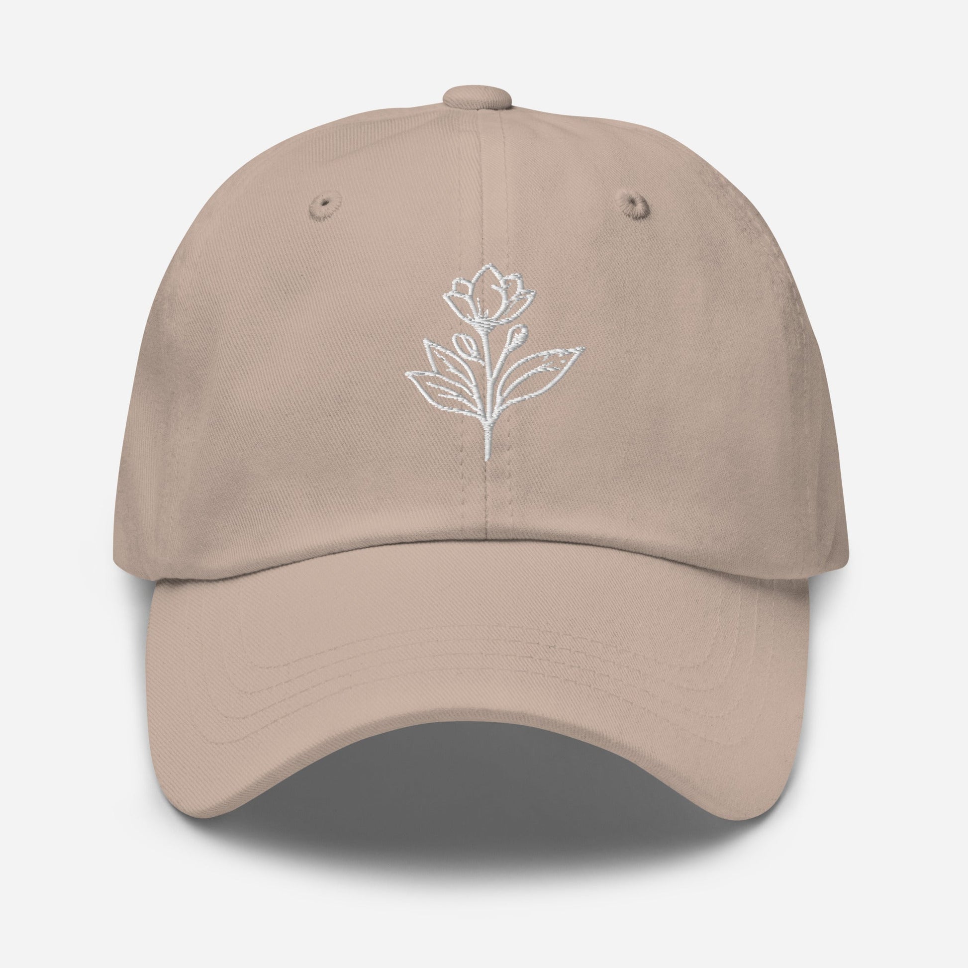 Minimalist Embroidered Floral Line Art Dad Hat