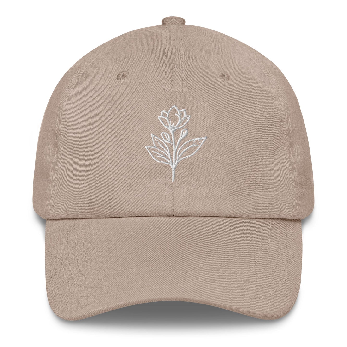 Minimalist Embroidered Floral Line Art Dad Hat