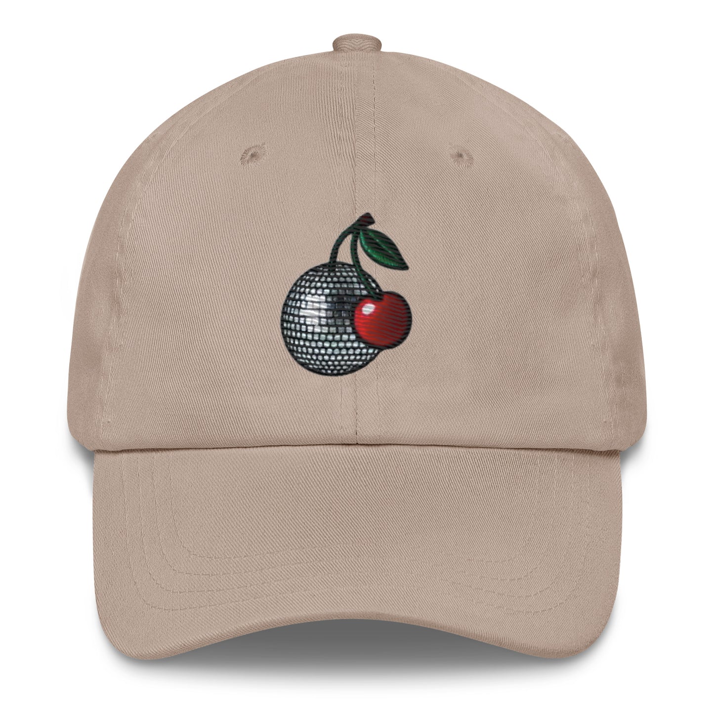 Embroidered Disco Ball Cherry Dad Hat – Trendy & Chic Low-Profile Cap Fruit Minimalist Hat