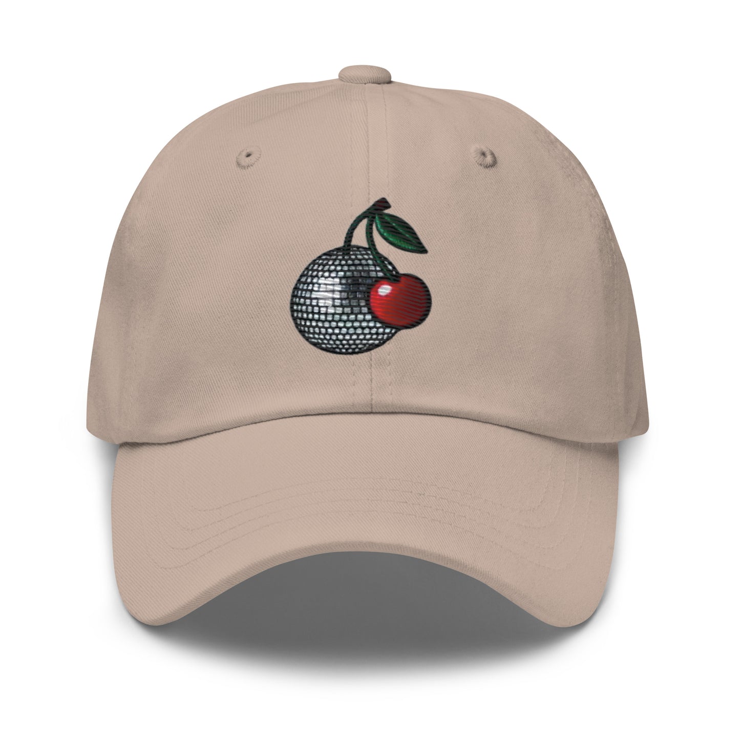 Embroidered Disco Ball Cherry Dad Hat – Trendy & Chic Low-Profile Cap Fruit Minimalist Hat