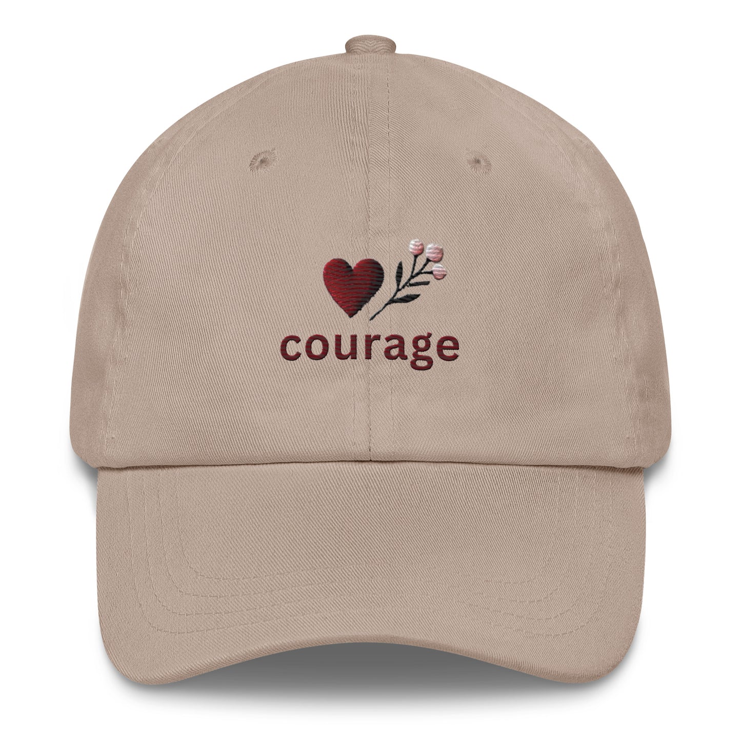 Embroidered 'Courage' Dad Hat – Adjustable Low Profile Empower Uplifting Hat