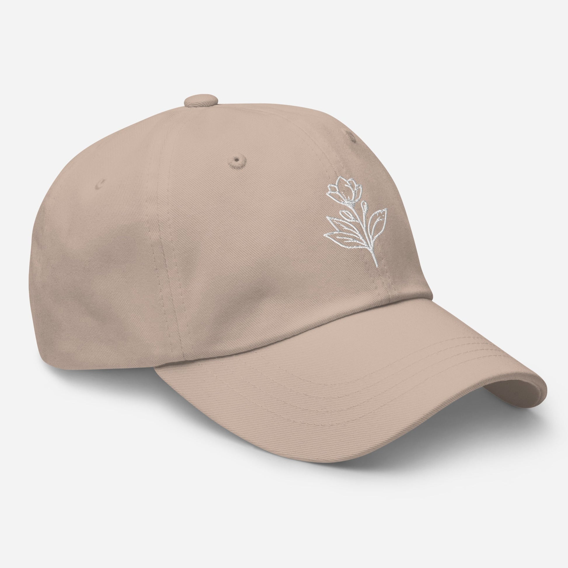 Minimalist Embroidered Floral Line Art Dad Hat