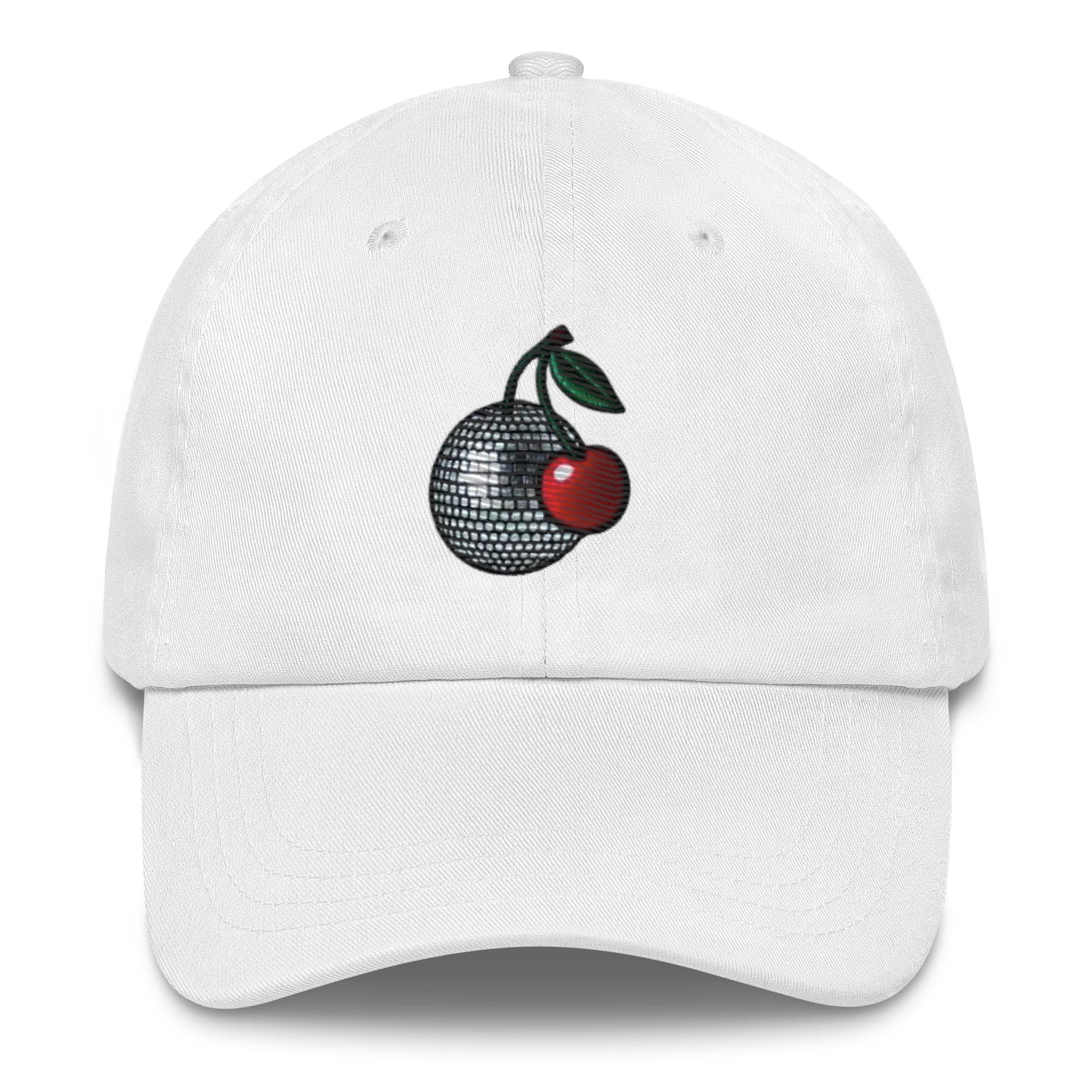 Embroidered Disco Ball Cherry Dad Hat – Trendy & Chic Low-Profile Cap Fruit Minimalist Hat