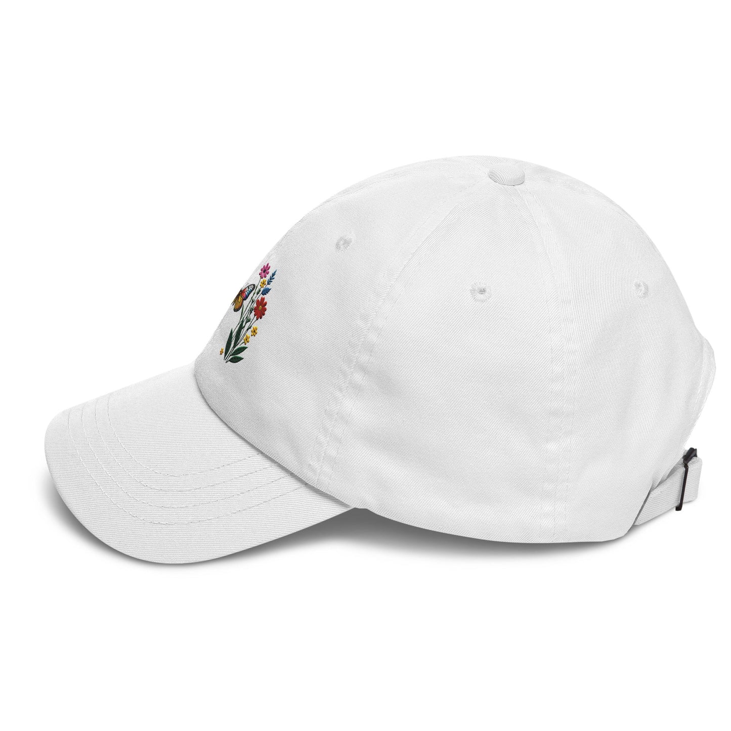 Embroidered Butterfly and Flower Dad Hat