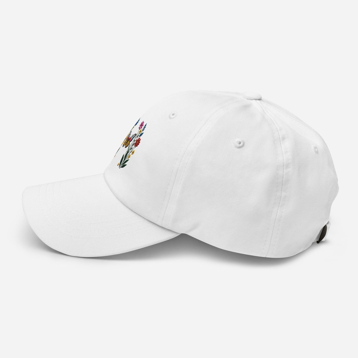 Embroidered Butterfly and Flower Dad Hat