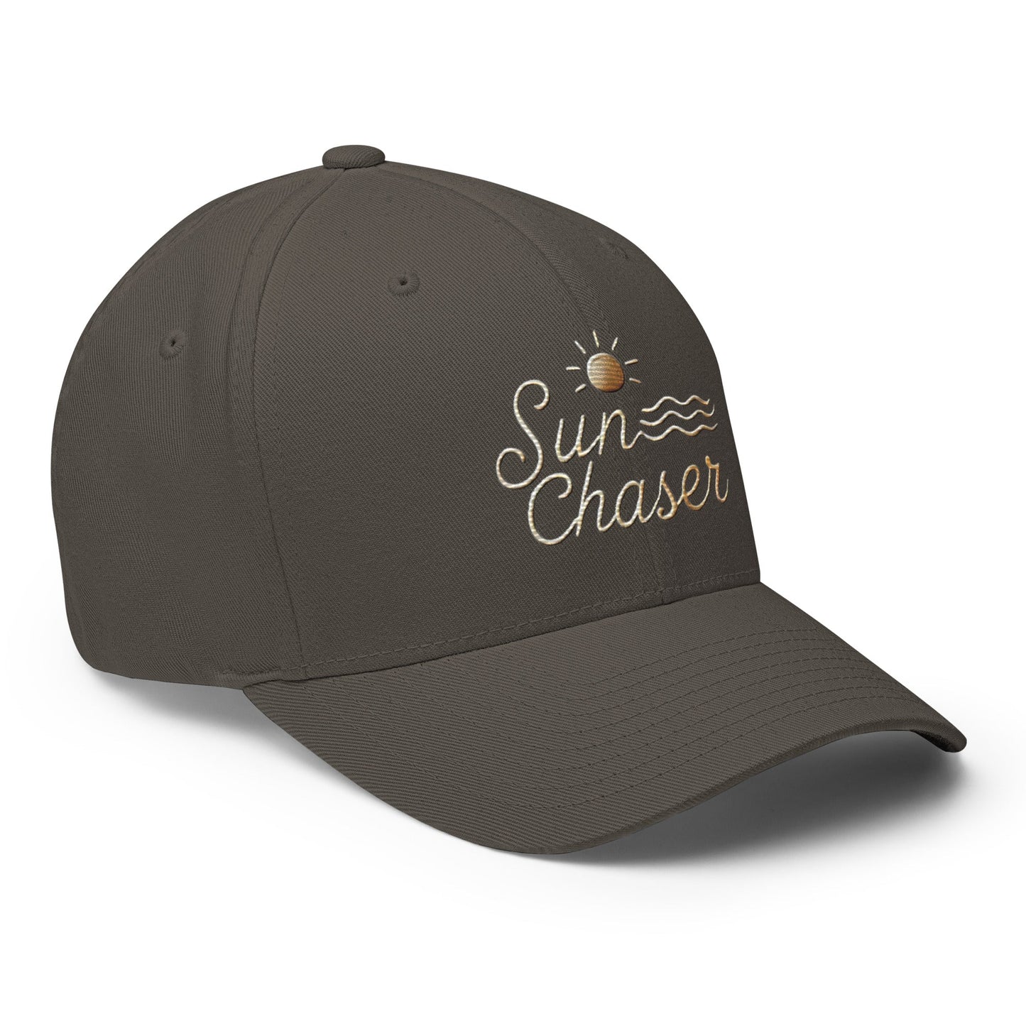 Sunchaser Embroidered Structured Twill Cap. Stretch Fit Athletic Hat