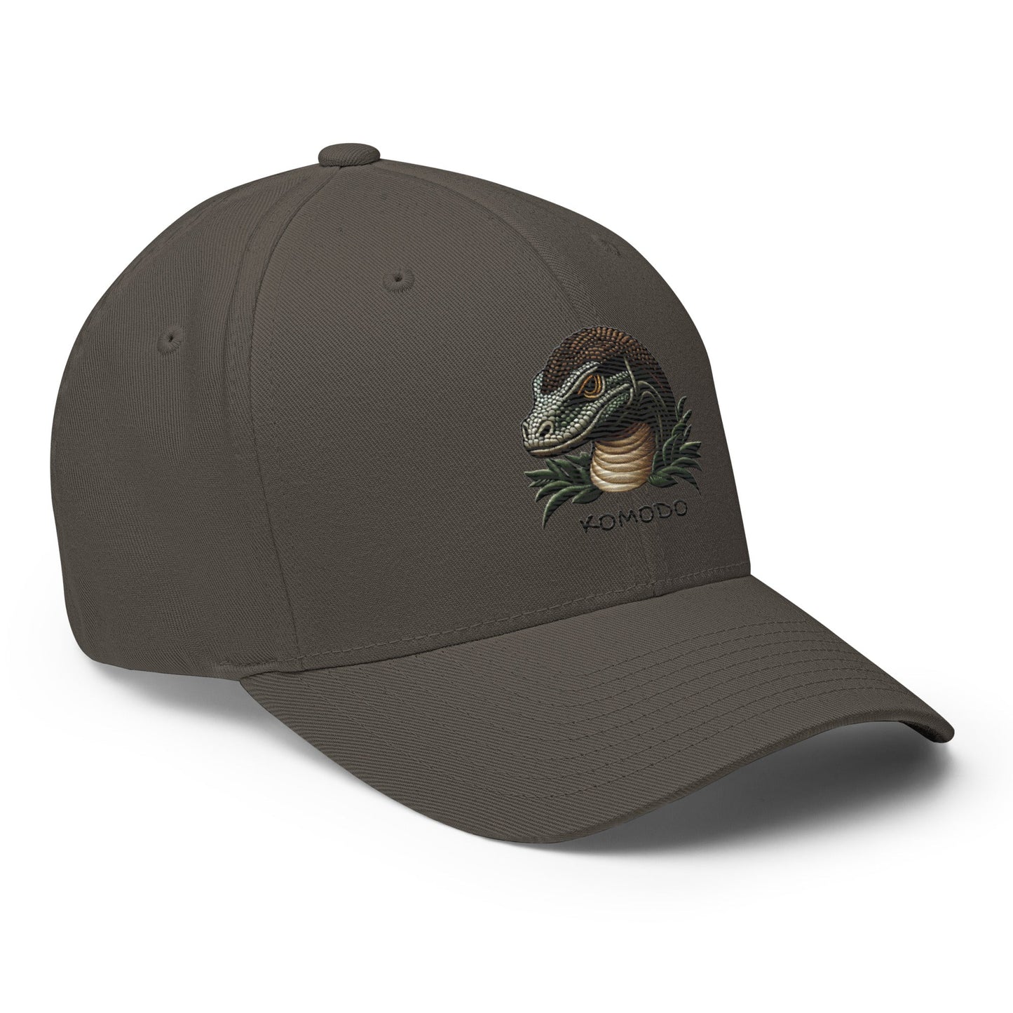 Embroidered Komodo Dragon Structured Twill Cap, Stretch Fit Athletic Hat Wildlife Hat