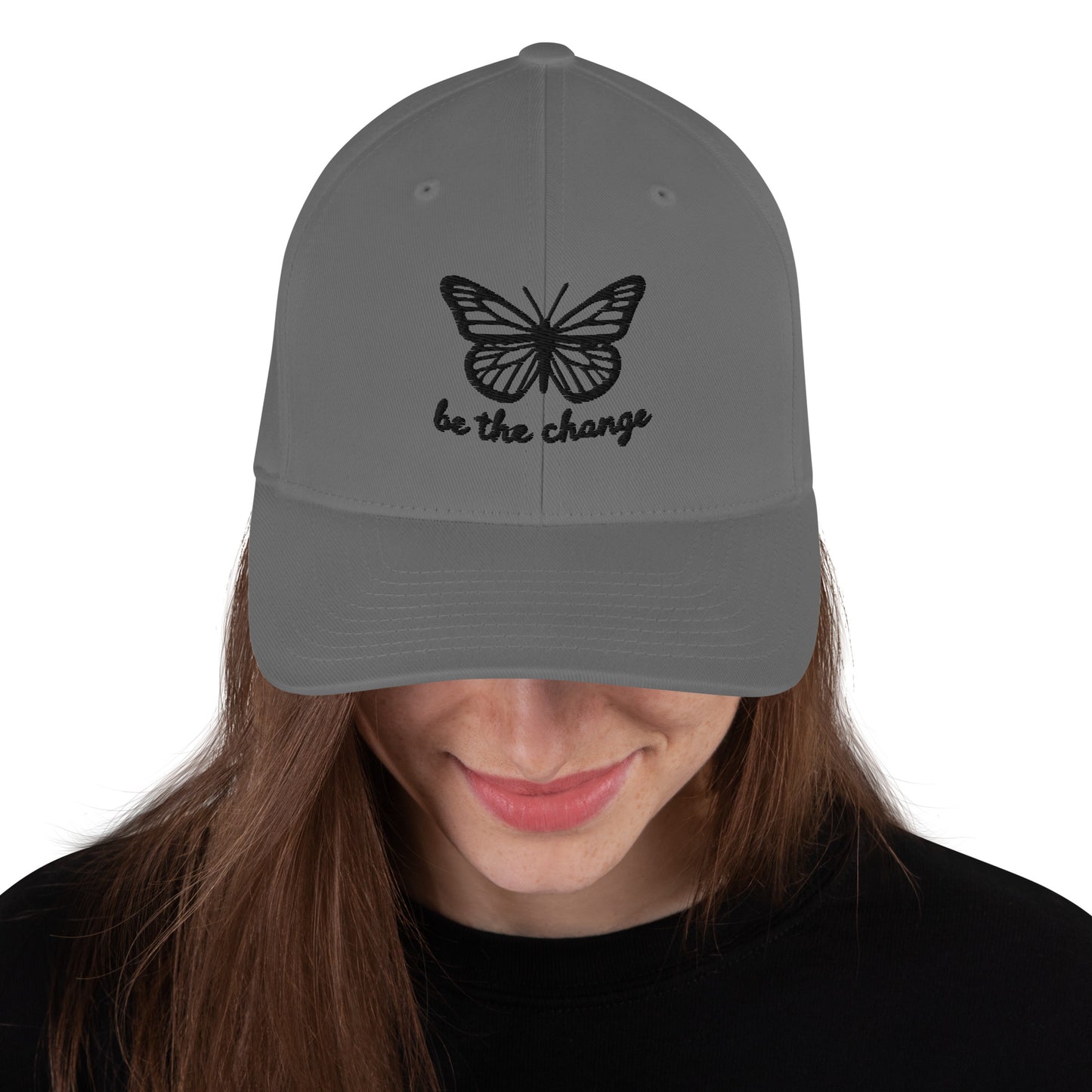 Embroidered 'Be The Change' Butterfly Graphic Twill Cap – Comfortable and Stylish