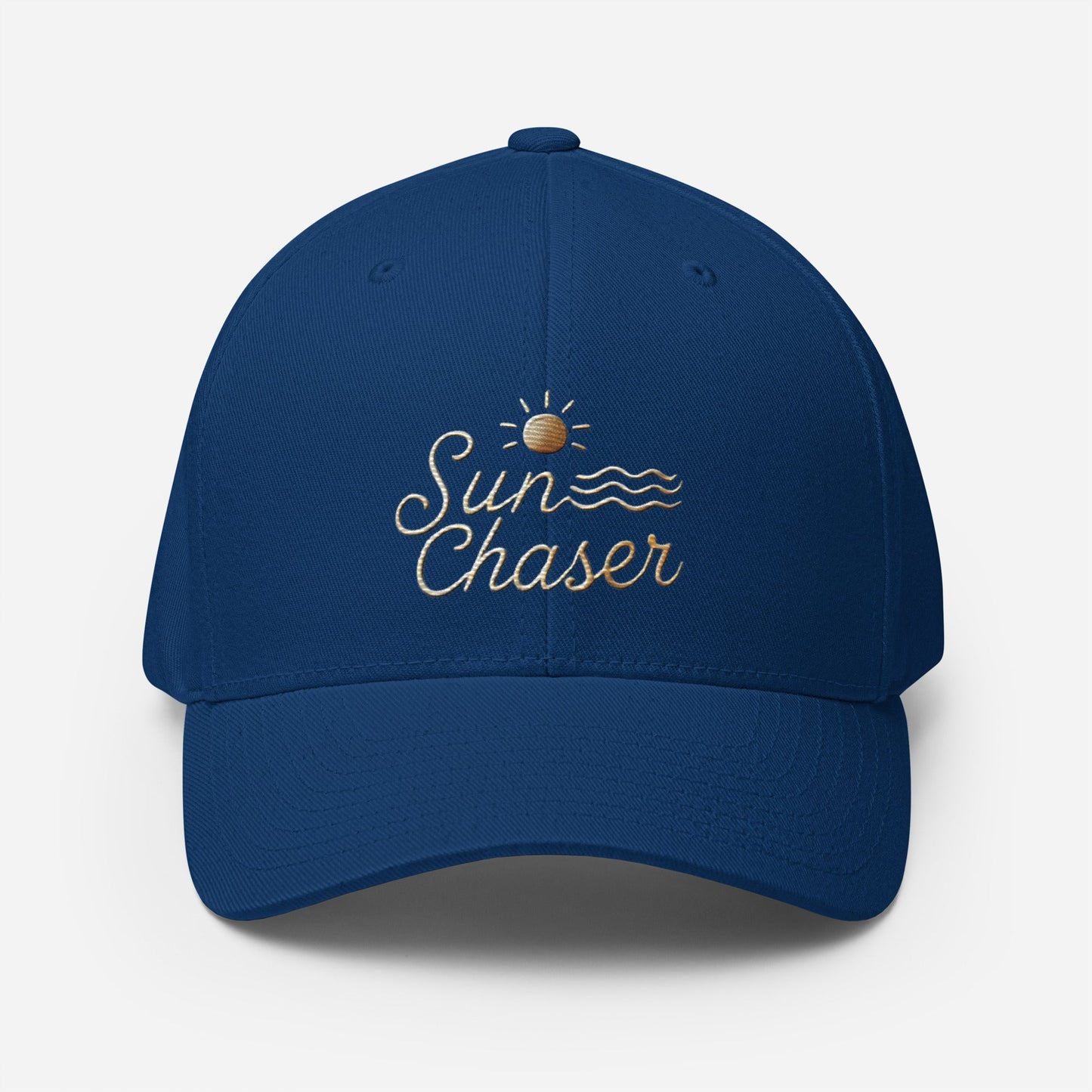 Sunchaser Embroidered Structured Twill Cap. Stretch Fit Athletic Hat