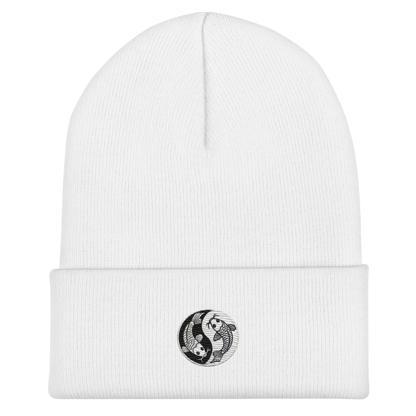 Moon & Ocean Spirit Avatar Embroidered Koi Fish Beanie – Trendy Yin Yang Hat Gift