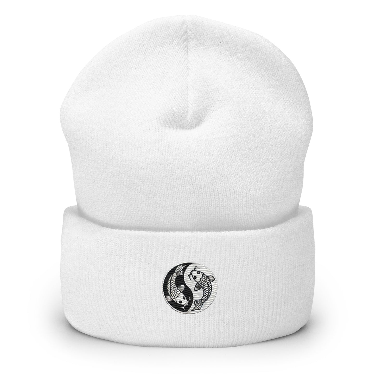 Moon & Ocean Spirit Avatar Embroidered Koi Fish Beanie – Trendy Yin Yang Hat Gift