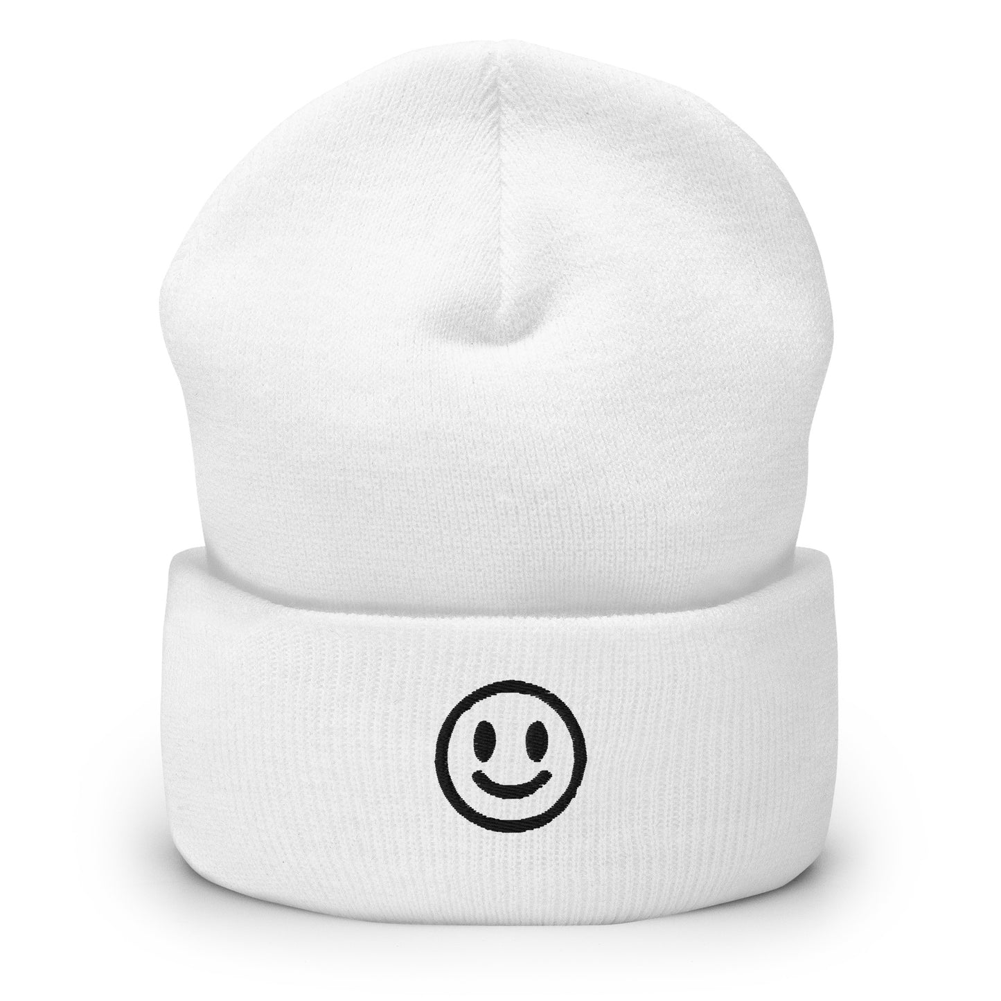 Embroidered Smiley Face Cuffed Beanie – Spread Joy and Stay Cozy! Warm Hat