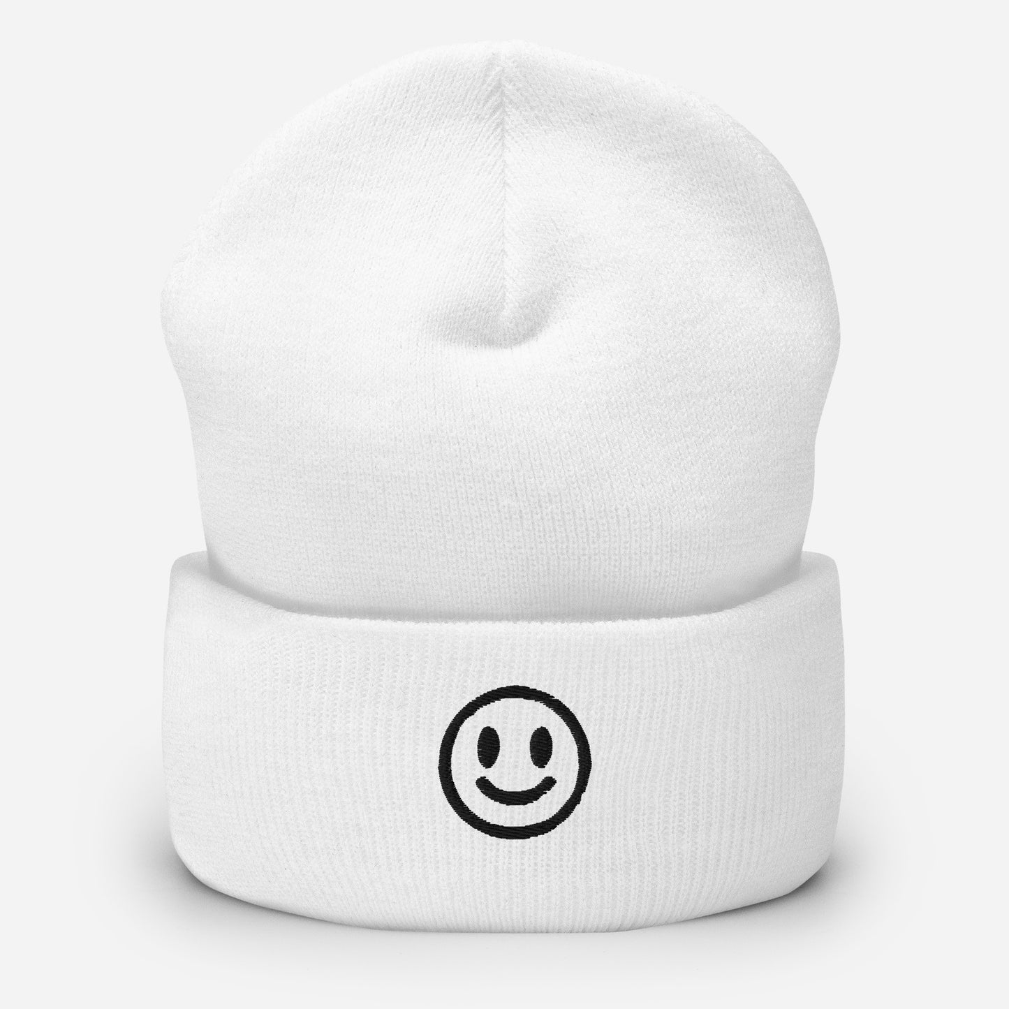 Embroidered Smiley Face Cuffed Beanie – Spread Joy and Stay Cozy! Warm Hat