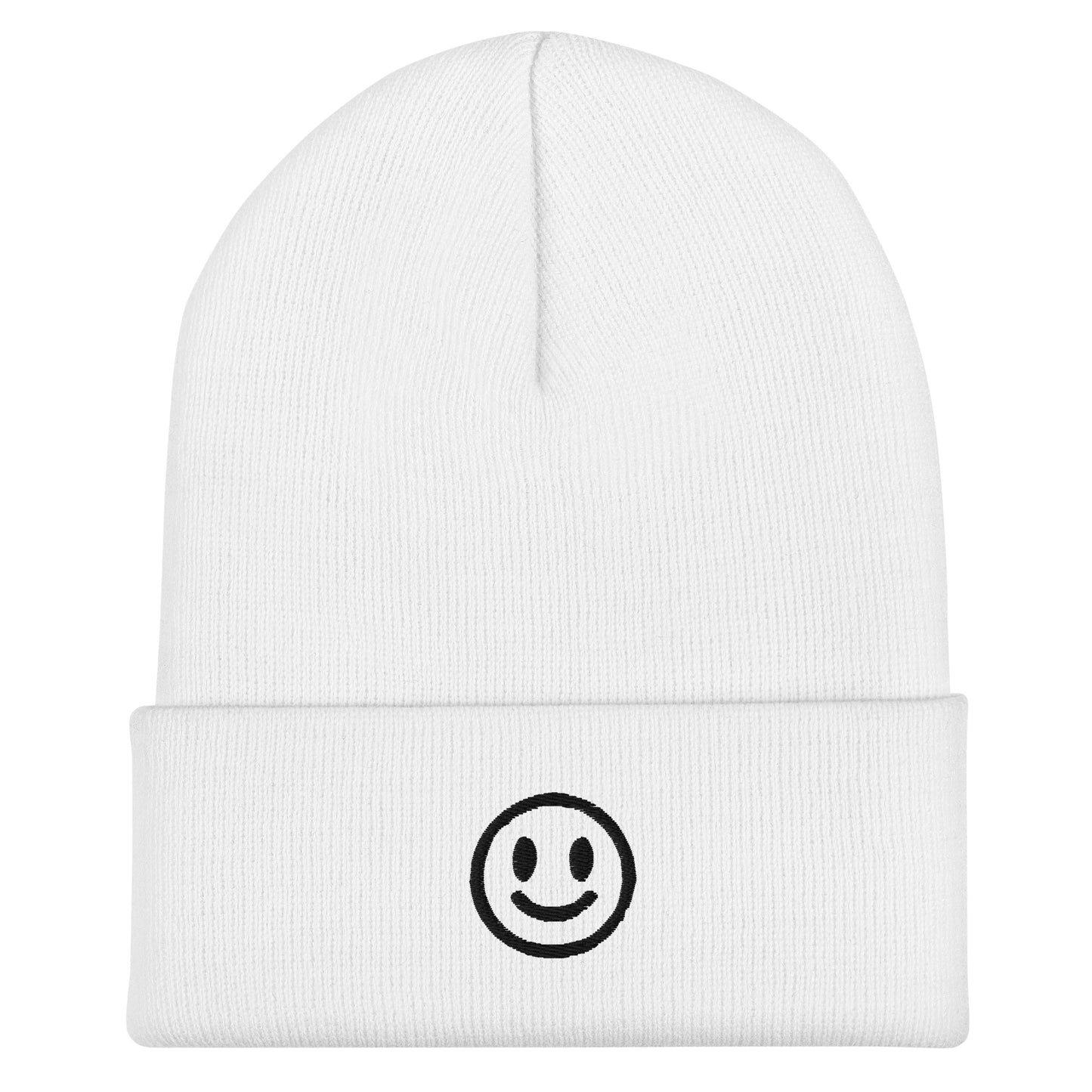 Embroidered Smiley Face Cuffed Beanie – Spread Joy and Stay Cozy! Warm Hat